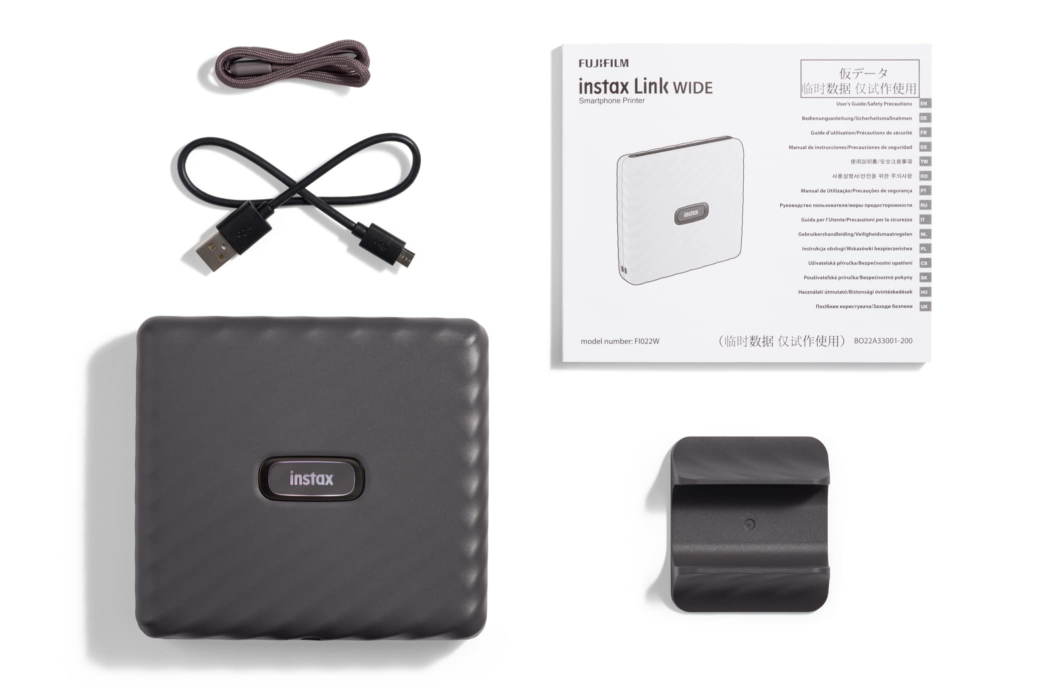 Fujifilm Instax Link Wide Instant Film Printer with 40 Shots - Mocha Gray | Print Photos from Phone, Share Memories at Parties & Travel