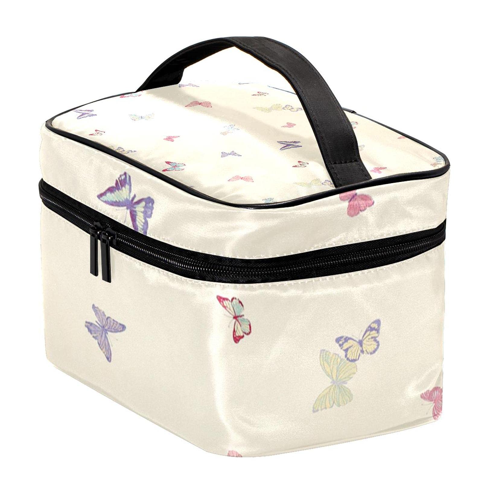 Colorful Butterflies Pattern Large Travel Makeup Bag - Waterproof Cosmetic Organizer with Zipper for Women & Girls | Perfect for Vacation, Gym, Daily Essentials Storage