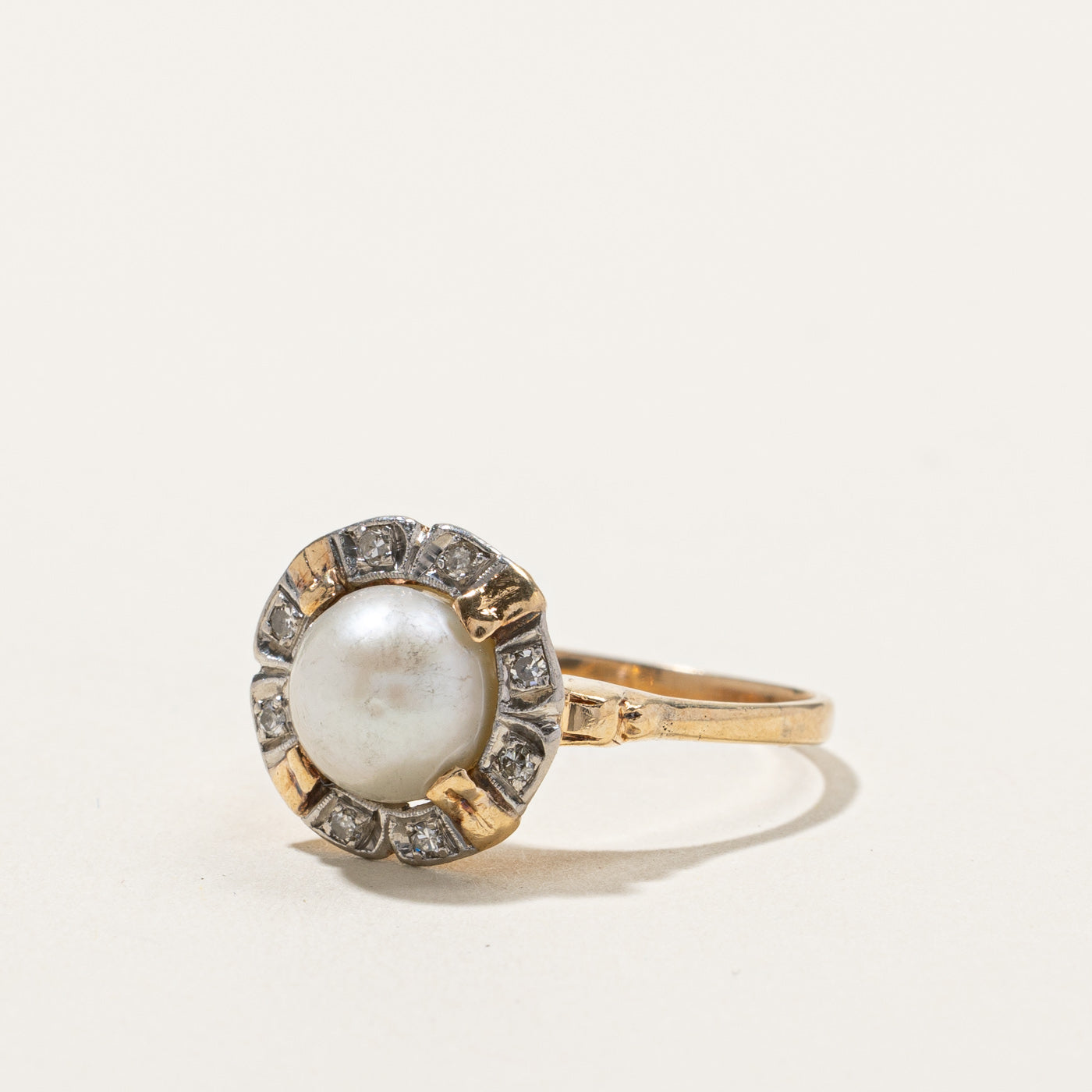 0.12ctw Pearl & Diamond Cocktail Ring for Women - Size 8 | Elegant Party Jewelry for Evening Events, Weddings & Special Occasions