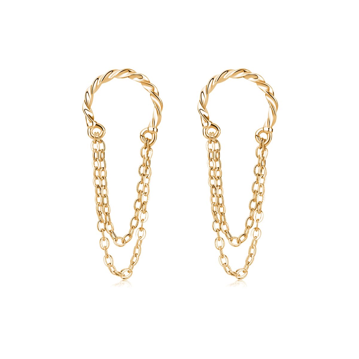 Reffeer Solid 925 Sterling Silver Cuff Earrings - No Piercing Cartilage Ear Wraps for Women & Teens | Minimalist Chain Design for Everyday Wear & Special Occasions
