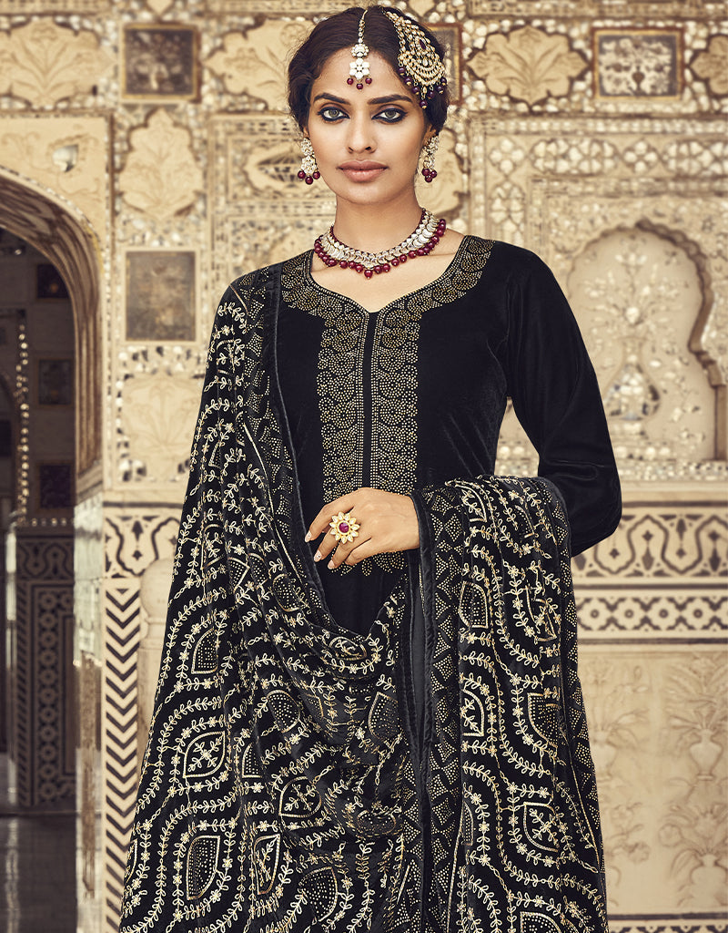 Black Velvet Pant Style Suit for Women - Elegant Formal Wear for Office, Parties & Special Occasions