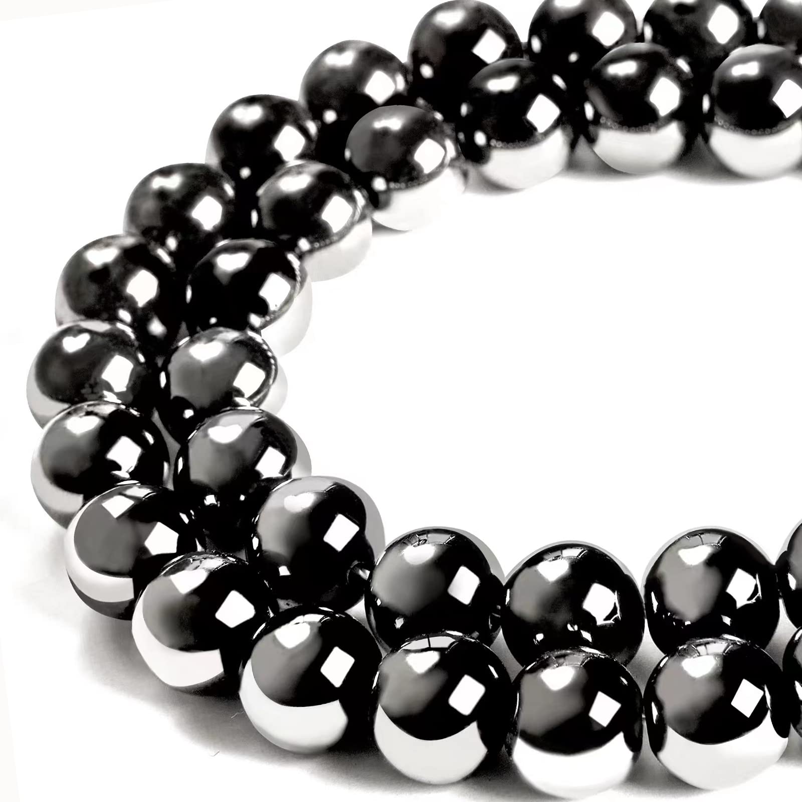 100pcs 8mm Black Hematite Beads - Natural Gemstone Round Loose Beads for DIY Jewelry Making, Bracelets, Necklaces & Craft Projects - Healing Stone Beads for Stress Relief & Energy Balancing