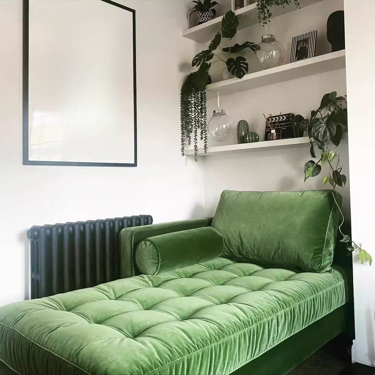 Lime Green Corner Chaise Lounge with 3 Pillows - Detachable Bedroom Sofa for Small Spaces | Perfect for Reading Nook, Guest Room Seating & Apartment Decor