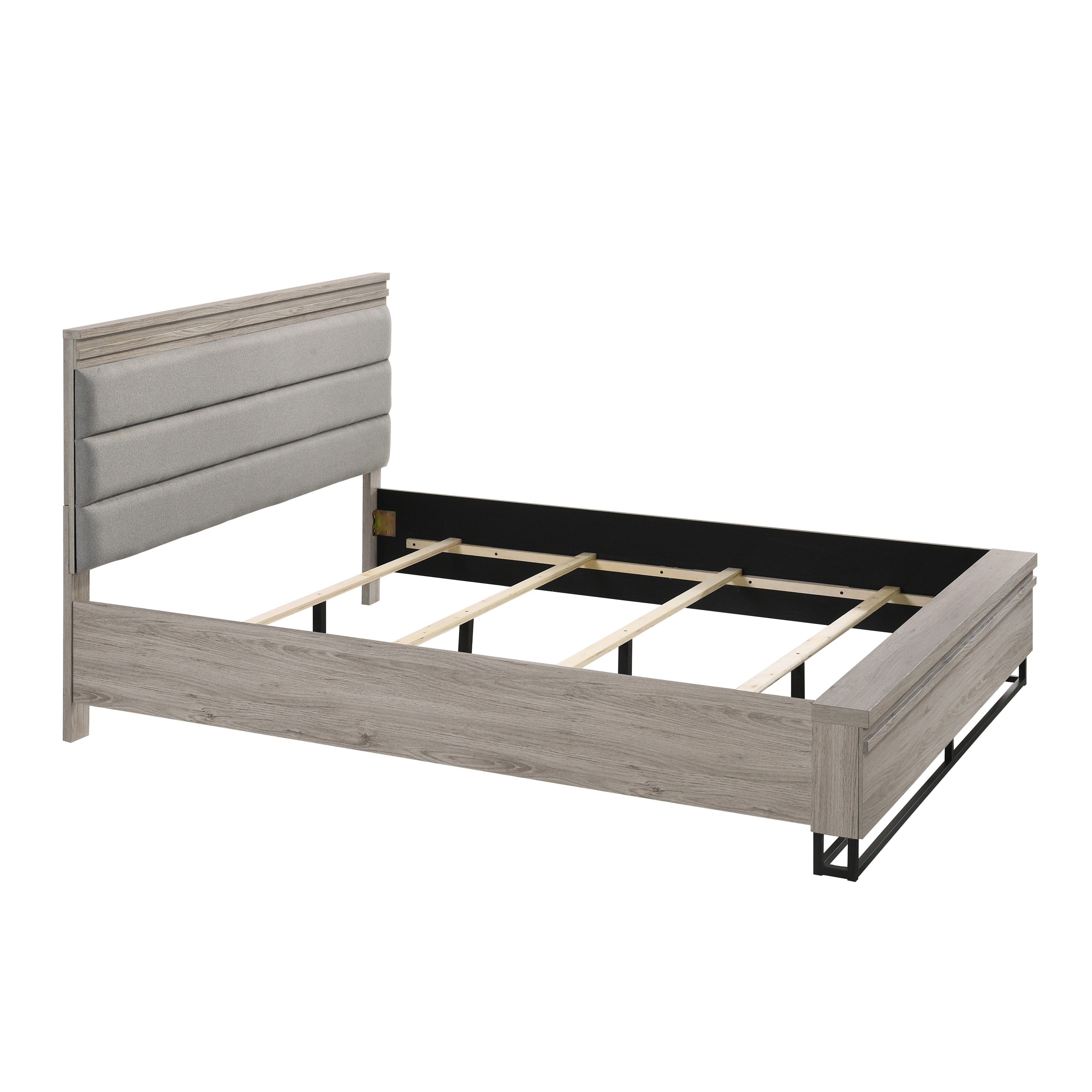 Alvear Upholstered Wood Wallbed with White LED Lights & 2 Nightstands - Modern Space-Saving Murphy Bed in Weathered Gray Finish | Perfect for Small Apartments, Guest Rooms & Studio Living
