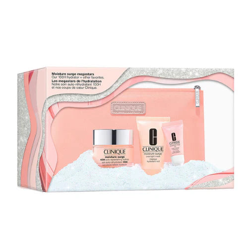 Clinique Moisture Surge MegaStars Hydrating Skincare Set - Perfect for Dry Skin, Travel & Daily Hydration Routine