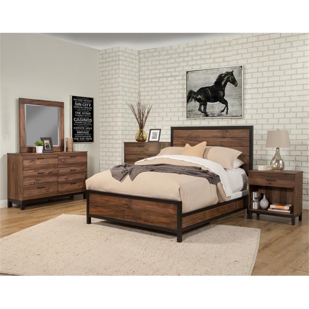 2-Piece Rustic Pine Bedroom Set with 1-Drawer Wood Nightstands - Perfect for Farmhouse & Cottage Style Bedrooms | Home Square
