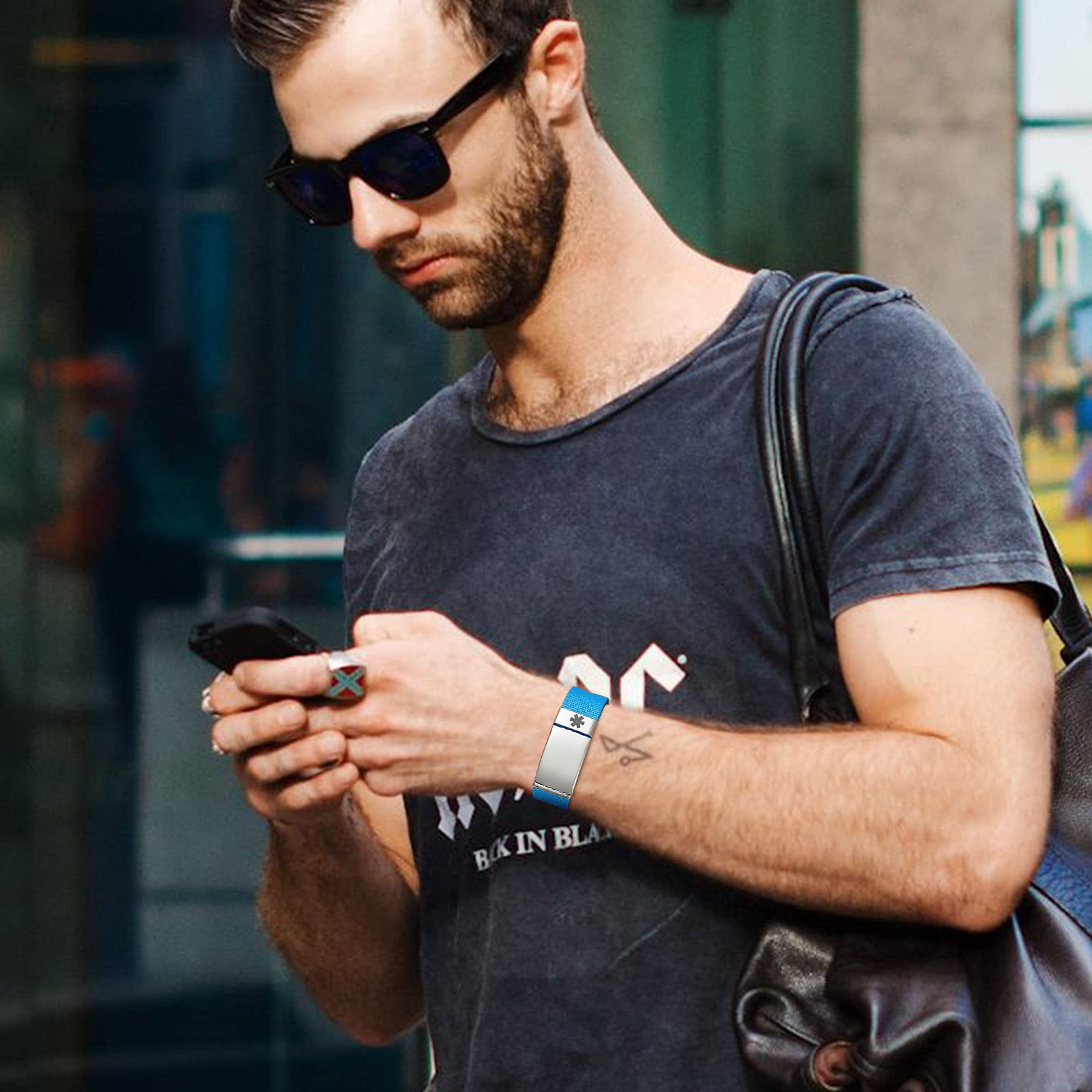 VNOX Custom Medical Alert Bracelet for Men & Women - Sporty Medical ID Bracelet for Emergency Health Conditions - Perfect for Running, Hiking & Daily Wear