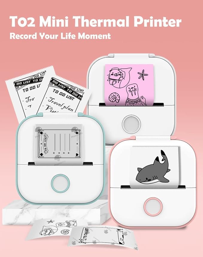 Mini Portable Sticker Printer - Bluetooth Thermal Photo Sticker Maker Machine with 3 Rolls Sticky Paper for DIY Crafts, Scrapbooking & Labeling (White) - Perfect for Home, Office & School Use