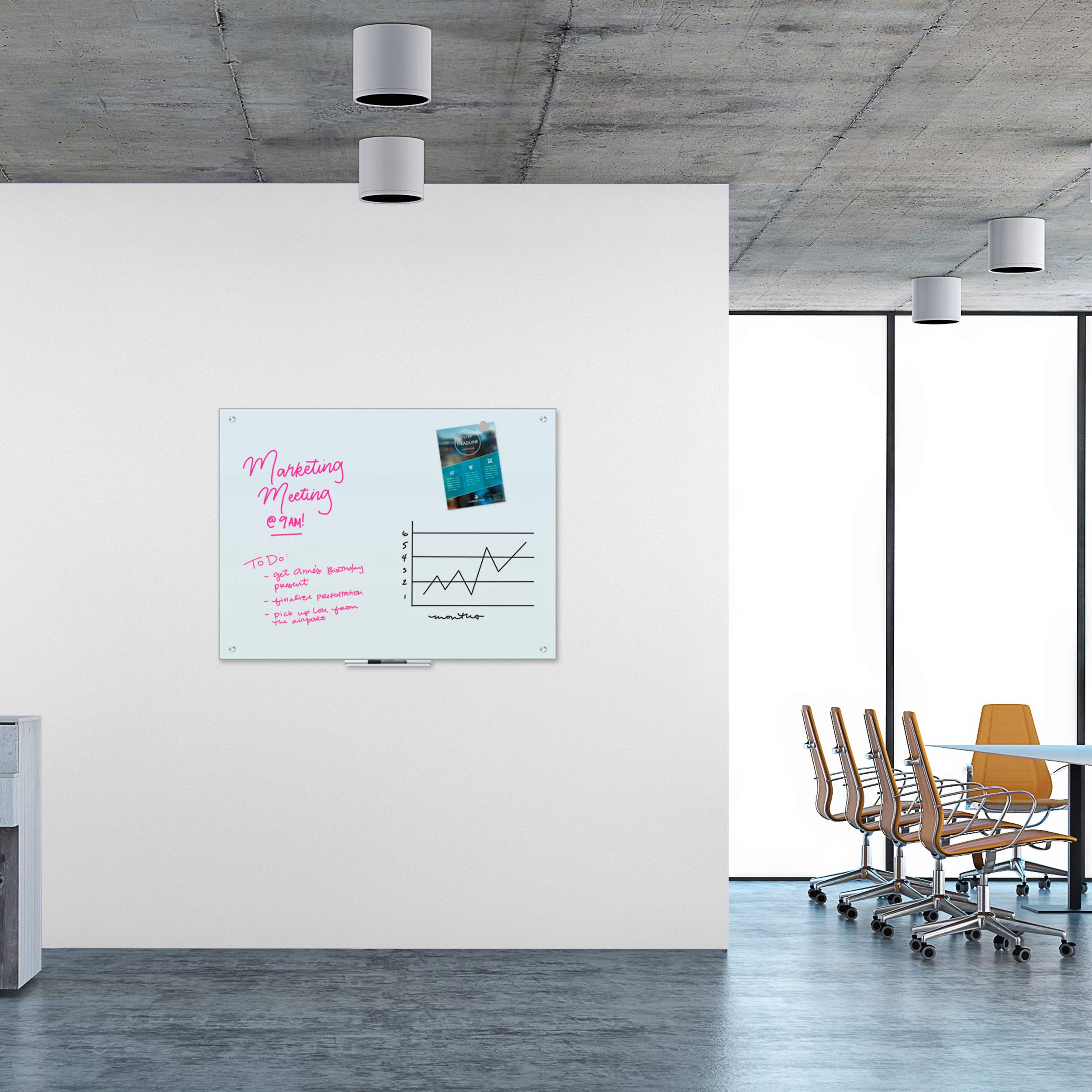 U Brands Magnetic Glass Dry Erase Board - 35