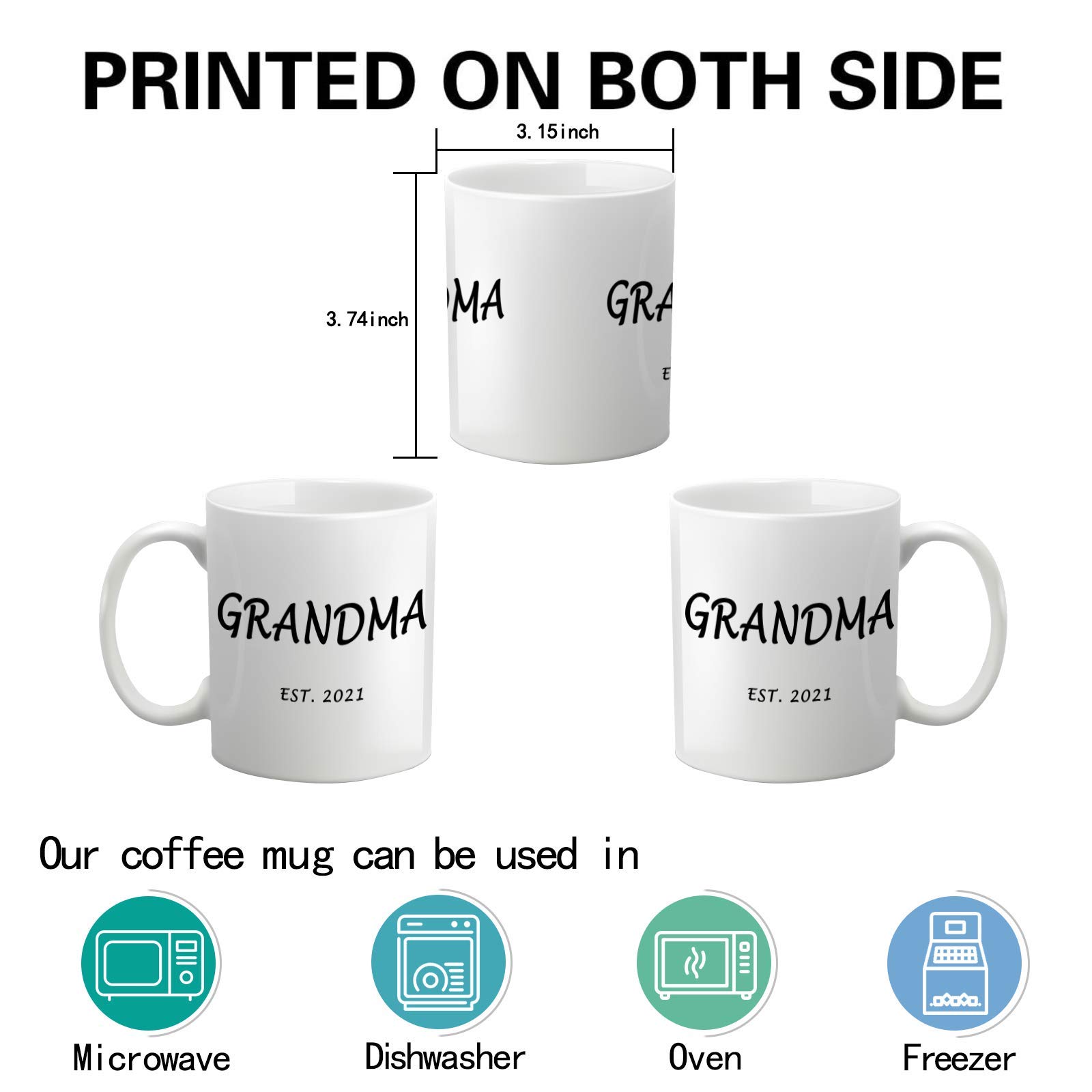 2021 New 11oz Grandparents Gift Mug - Personalized Coffee Cup for Grandma & Grandpa from Grandkids | Great for Birthdays, Anniversaries & Holidays