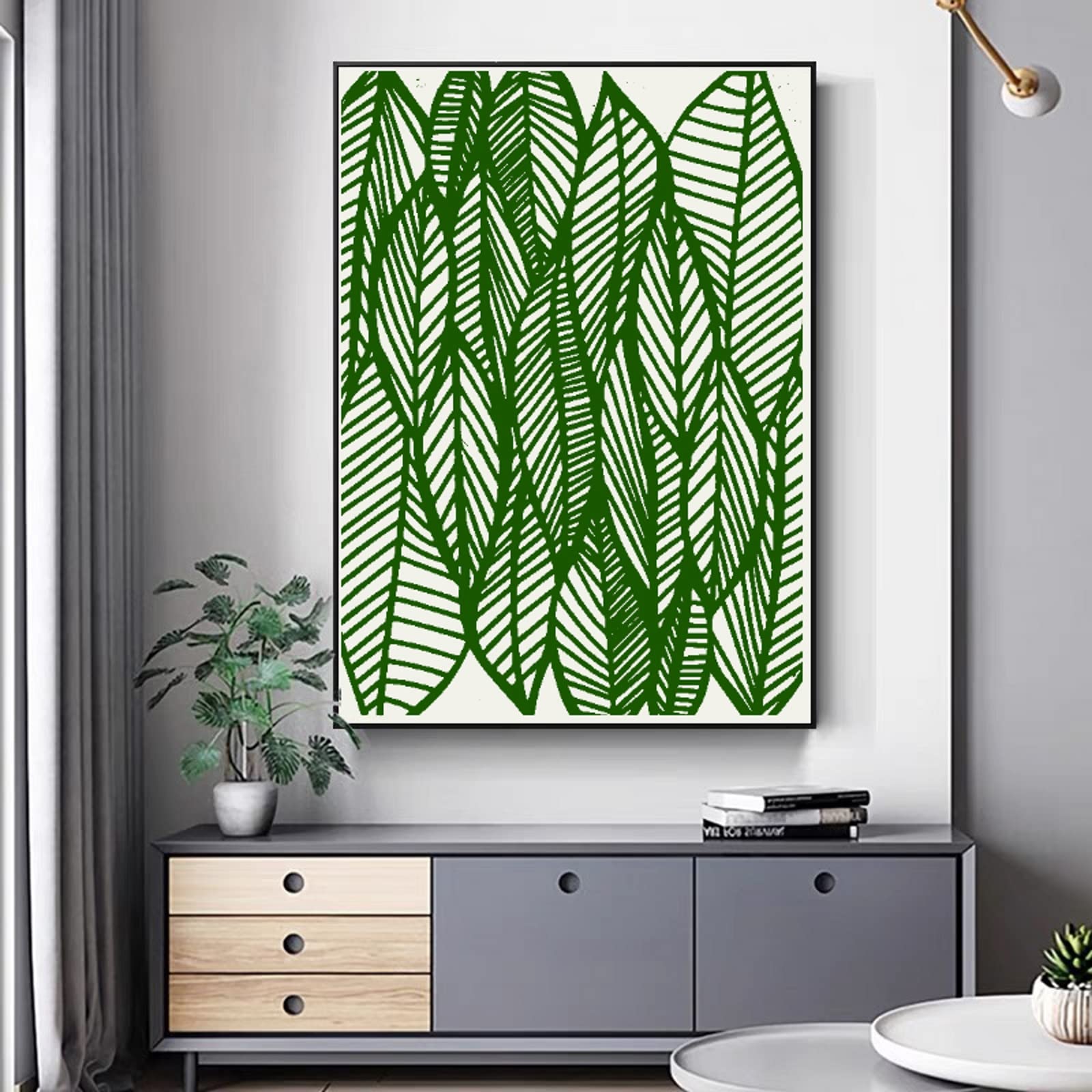TIAMECH 6-Piece Abstract Geometric Stencil Set - Reusable A4 Size Painting Templates for DIY Scrapbooking, Wall Art, Canvas & Fabric Decoration - Leaves, Lines & Layering Patterns for Creative Projects
