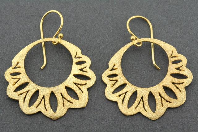 Scalloped Floral Cutout Earrings - Gold Plated Dainty Boho Chic Jewelry for Women - Perfect for Weddings, Parties & Everyday Wear