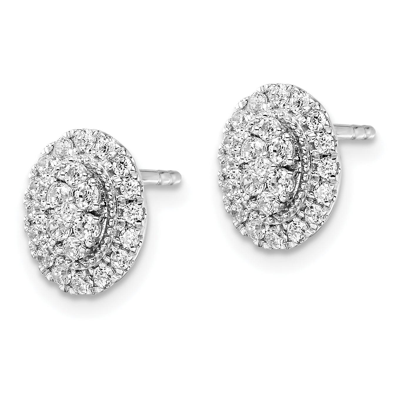 14K White Gold Lab Diamond Halo Stud Earrings for Women - Dainty Elegant Cubic Zirconia Earrings for Everyday Wear, Anniversary & Wedding Gifts