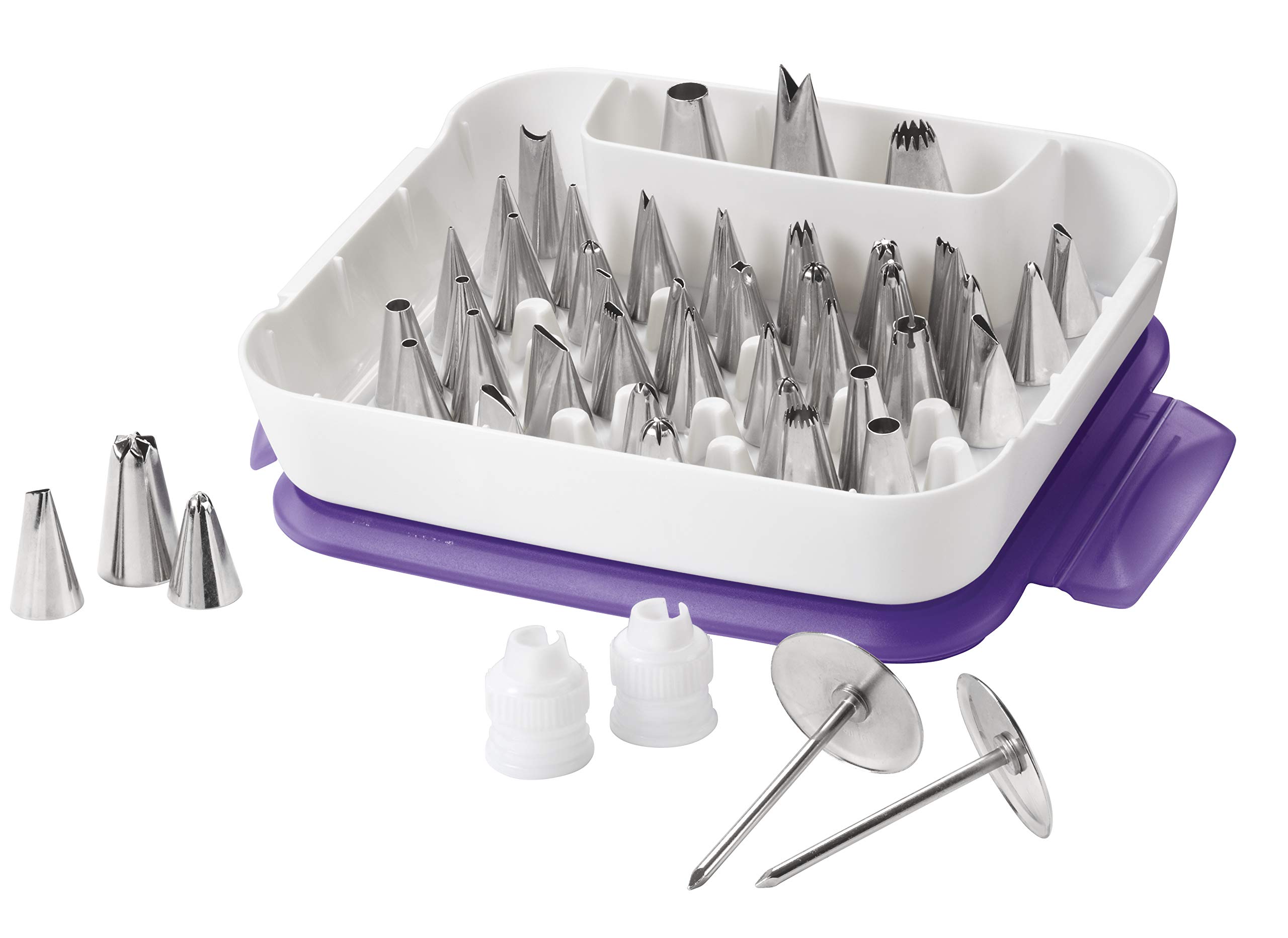 Wilton Cake Decorating Tip Set - 55-Piece Professional Icing Nozzles with Practice Board | Perfect for Birthday Cakes, Wedding Desserts & Baking Decorations