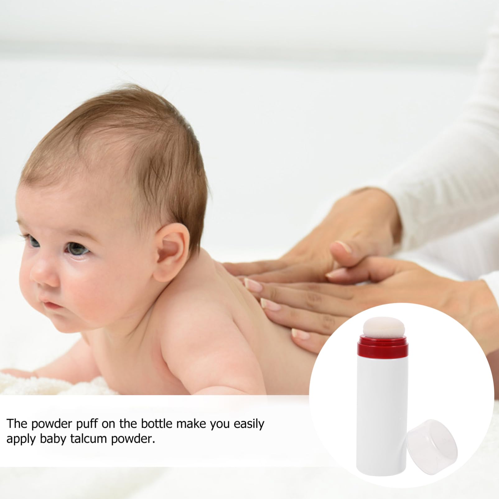 Mobestech Baby Powder Sponge with Puff - Portable Talcum Powder Box for Babies & Adults | Gentle Body Powder for Diaper Rash, Chafing & Sweat Absorption