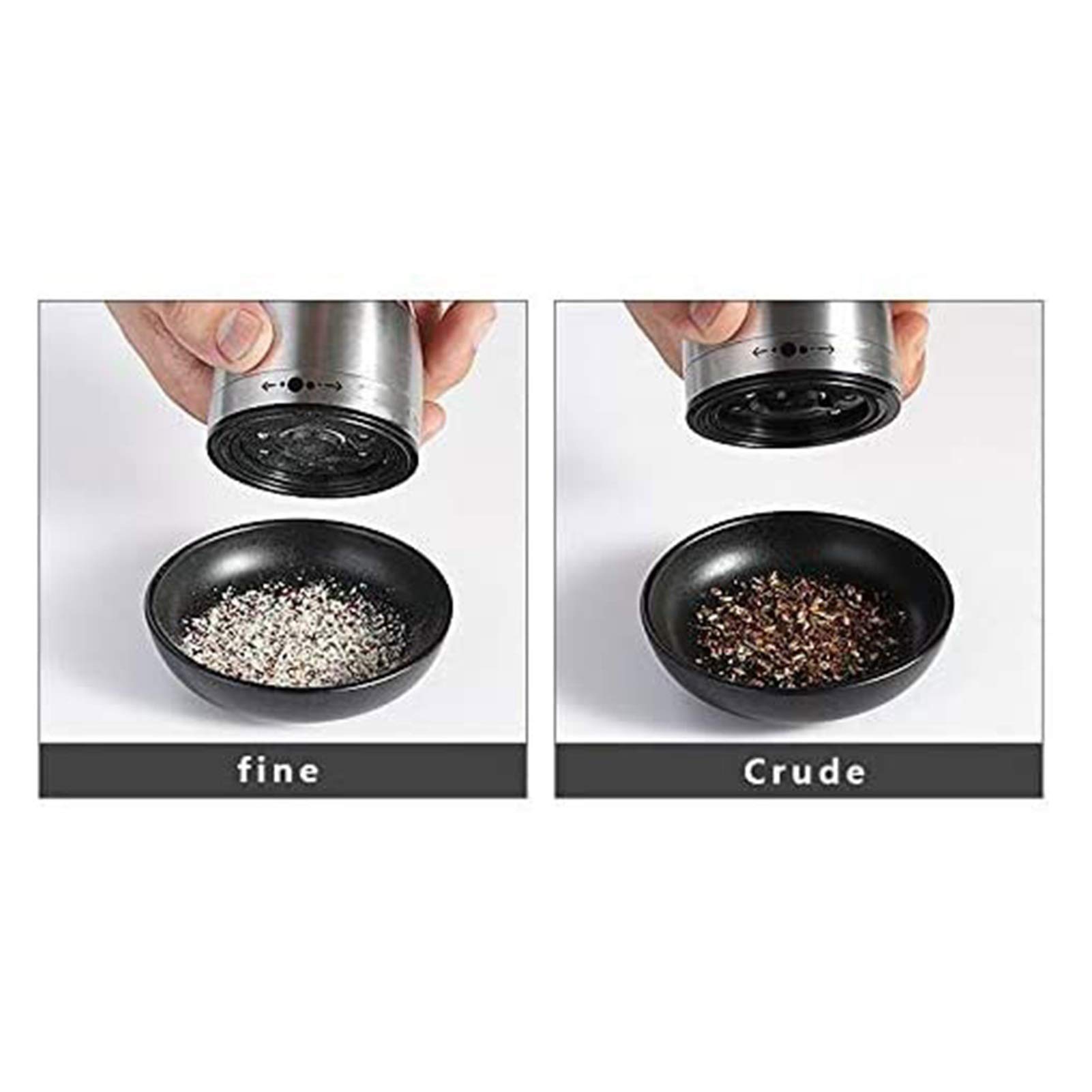 Premium Stainless Steel Salt and Pepper Grinders Set - Adjustable Coarseness, Refillable Glass Bottle for Sea Salt, Peppercorn & Black Pepper - Ideal for Home Kitchen, BBQ, Dining Table & Party Gifts