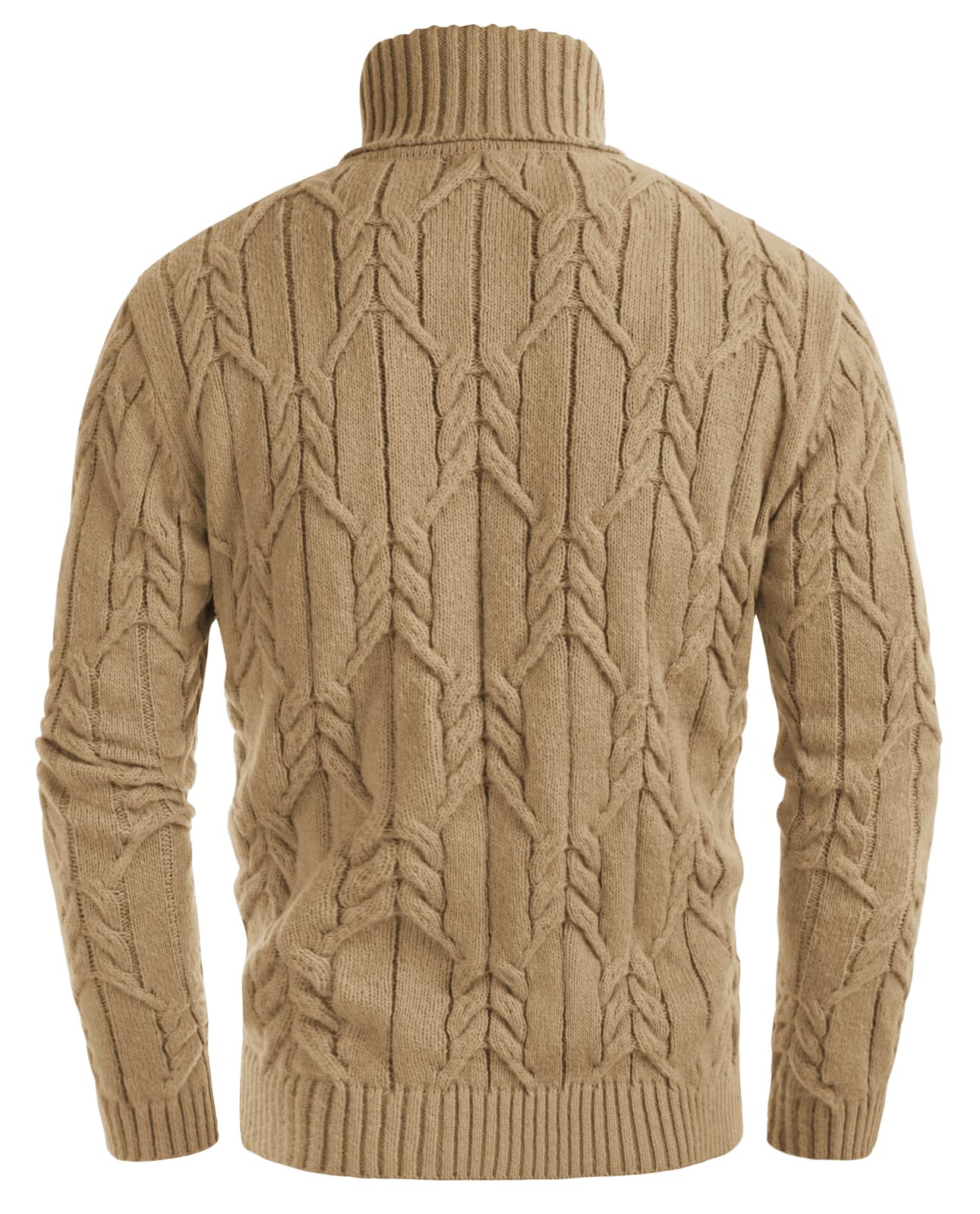 GRACE KARIN Men's Slim Fit Turtleneck Sweater - Long Sleeve Twisted Knit Pullover for Winter - Casual Solid Color Warm Sweater for Office, Dating & Outdoor Activities