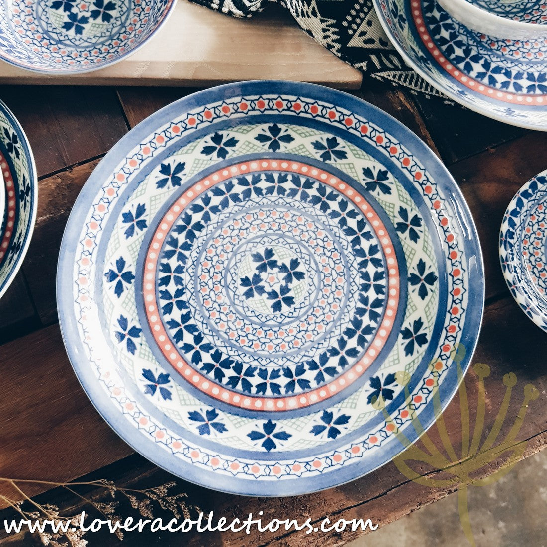 Awasaka Japan Blue Four Leaves Tea & Dinnerware Set - Premium Japanese Ceramic Tableware for Tea & Dining - Perfect for Home, Restaurants & Gifts