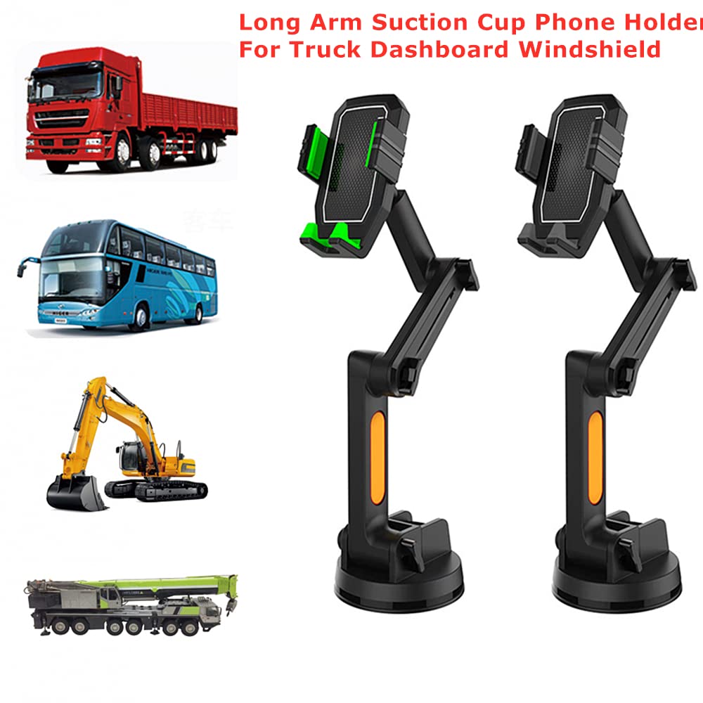 Universal Car Phone Holder Mount - Heavy Duty Suction Cup Dashboard/Windshield/Window Cell Phone Stand (Green) - Perfect for Hands-Free Driving, GPS Navigation & Road Trips