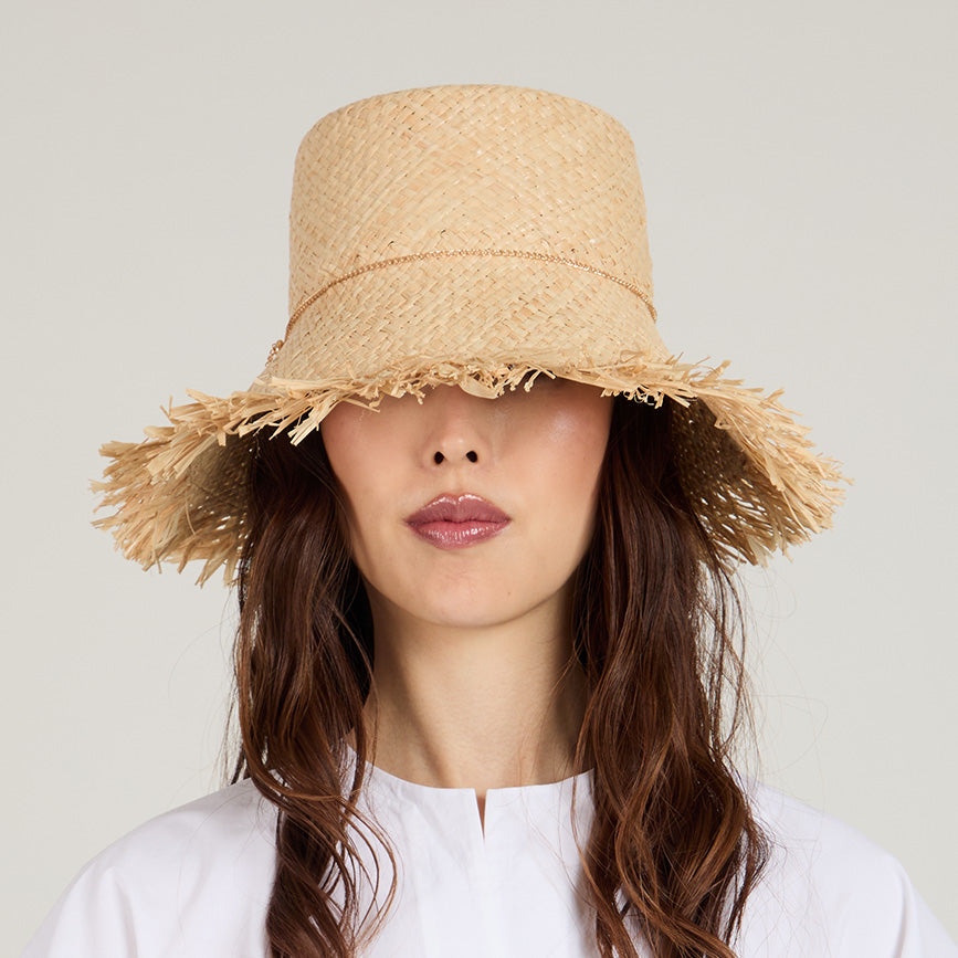 Jonah Fine Raffia Bucket Hat for Women - Summer Beach Sun Hat with Wide Brim - UV Protection & Breathable Straw Hat for Outdoor, Travel, and Vacation