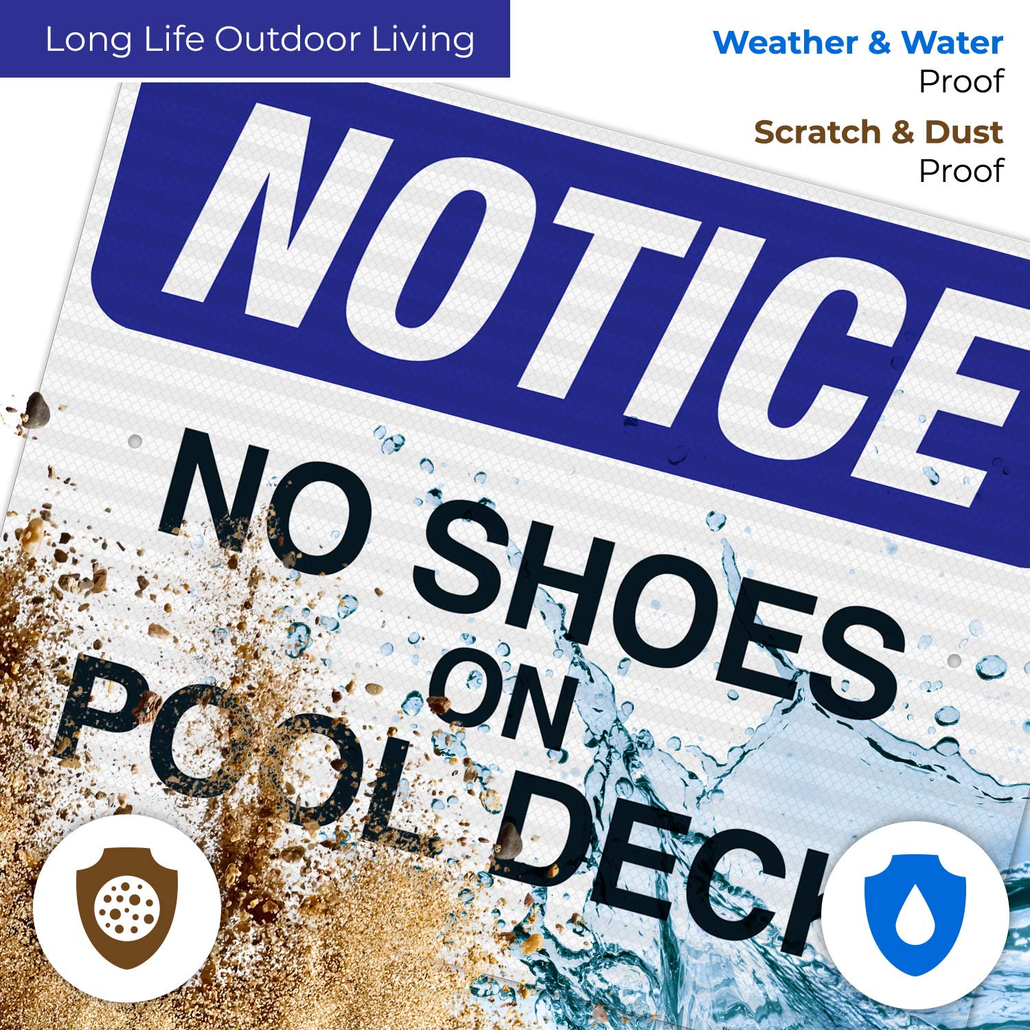 Pool Rules Sign - No Shoes On Pool Deck, 24x30 Inches, Rust-Free .063 Aluminum, Fade Resistant, Indoor/Outdoor Use, Made in USA - Perfect for Public Pools, Hotels, Resorts & Community Swimming Areas