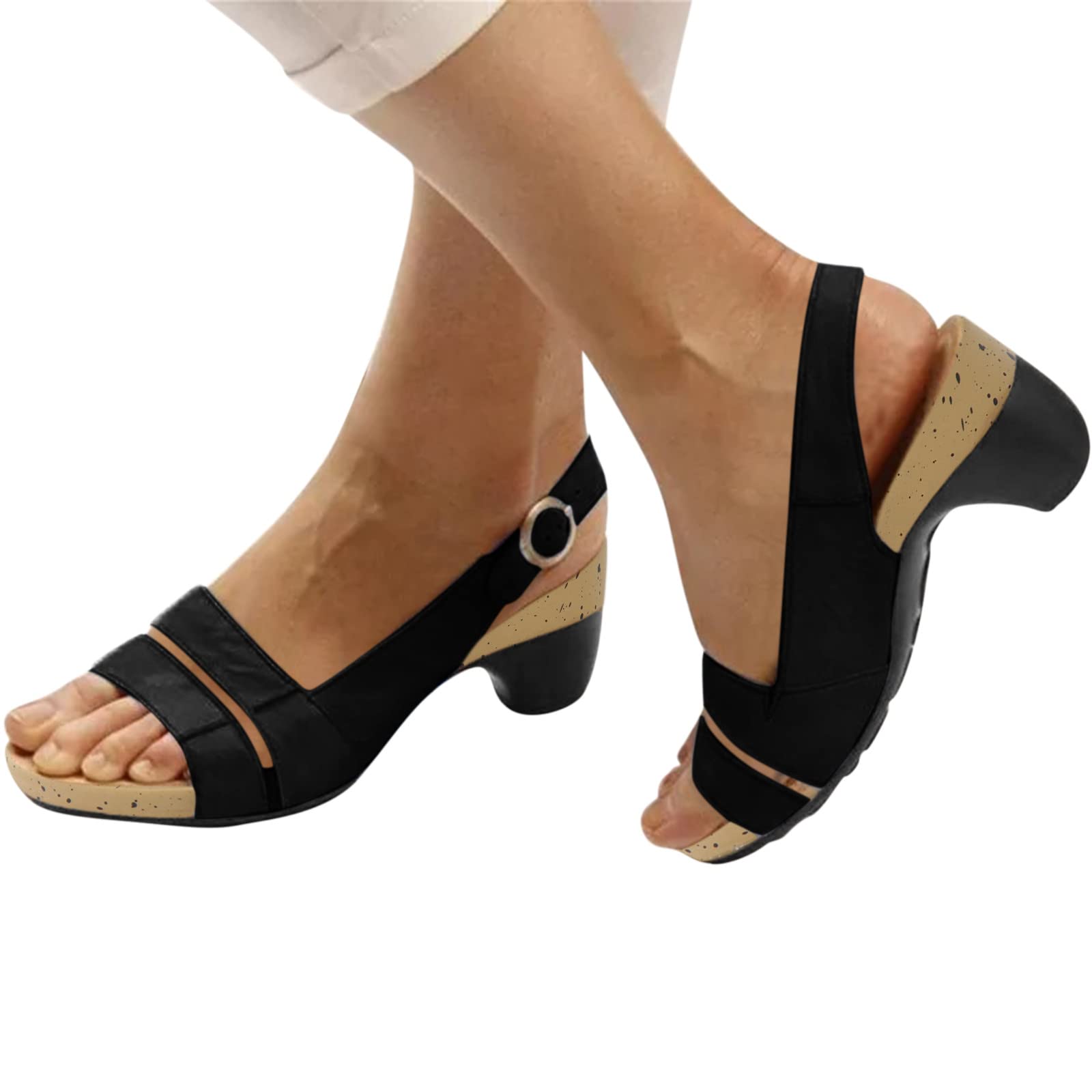 **AMDBEL Women's Orthopedic Sandals with Arch Support – Dressy Open-Toe Casual Heel Sandals with Ankle Strap – Perfect for Walking, Travel & Comfort**