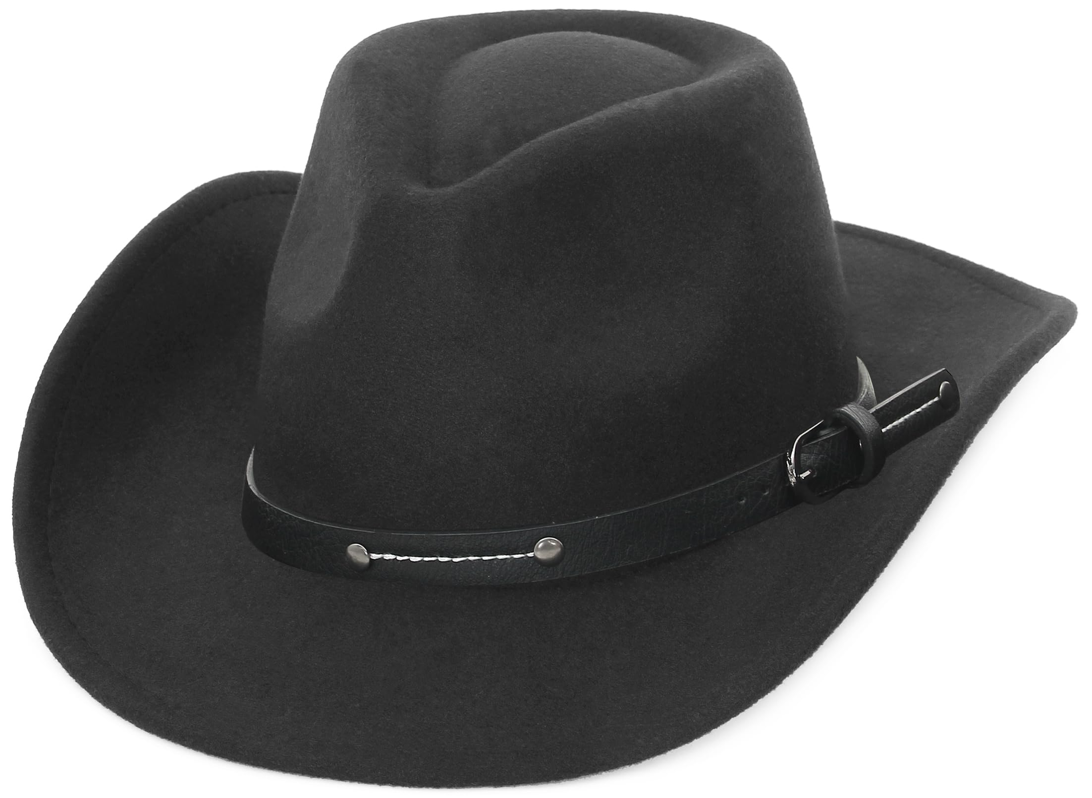GEMVIE Crushable Roll-Up Brim Cowboy Hat for Men & Women - Western Style Cowgirl Hat with Belt Buckle - Perfect for Rodeo, Country Music Festivals & Outdoor Adventures