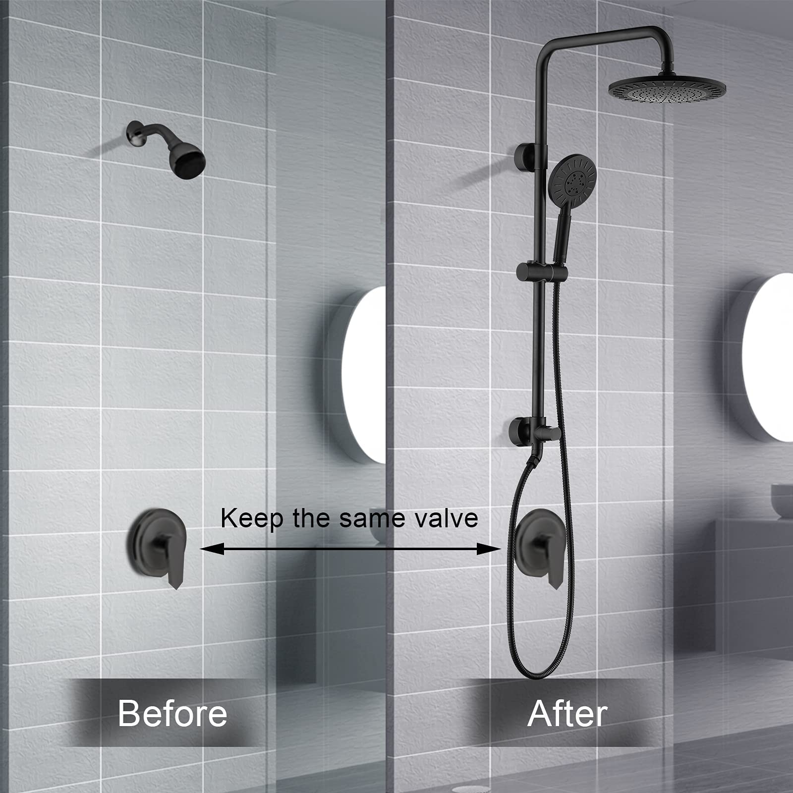 Premium 9 Inch Rain Shower Head with 3-Function Hand Shower - Dual Shower Combo Set with 69