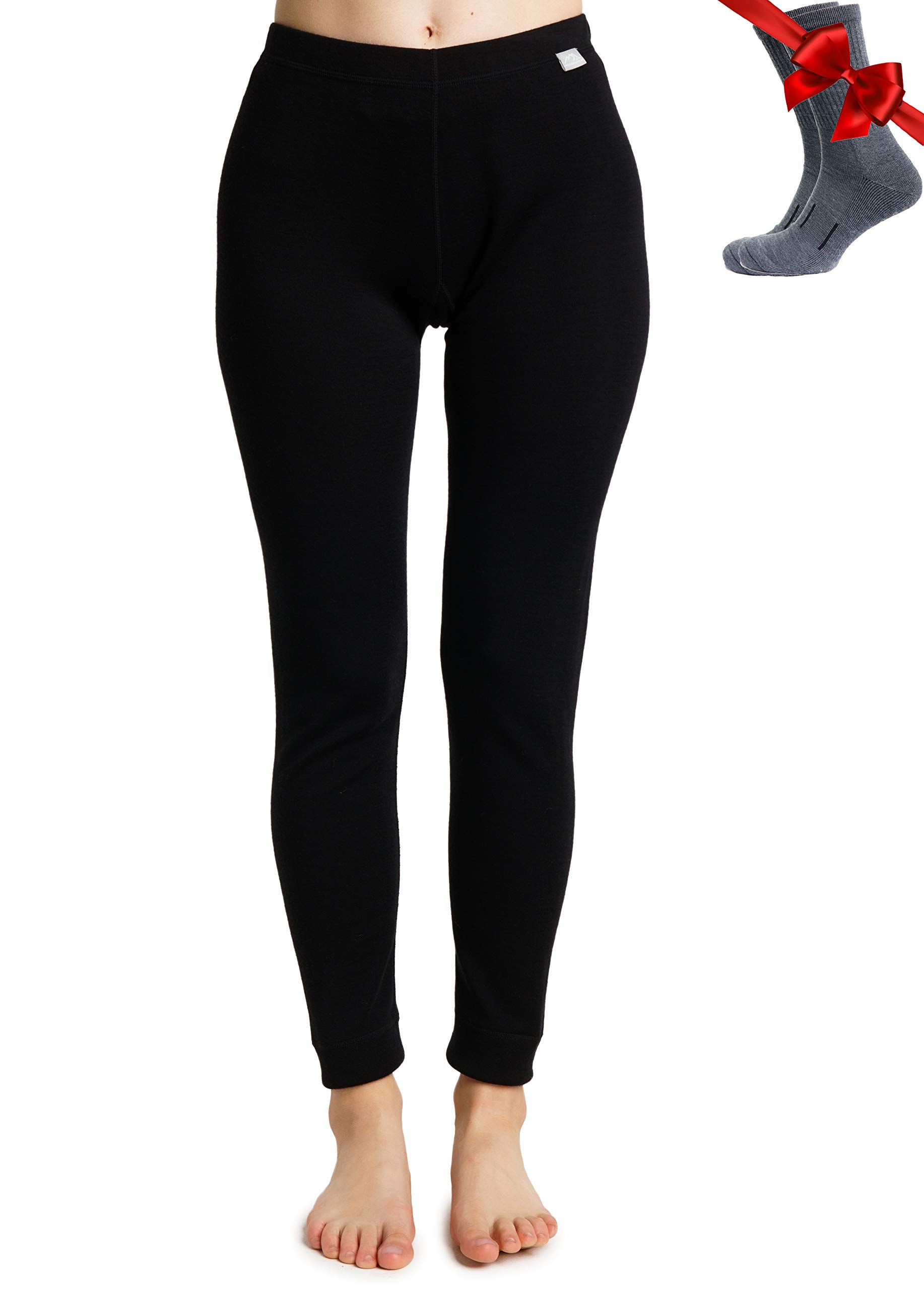100% Merino Wool Base Layer Pants for Women - Thermal Leggings & Underwear (Lite, Midweight, Heavyweight) with Socks - Perfect for Hiking, Skiing & Winter Outdoor Activities