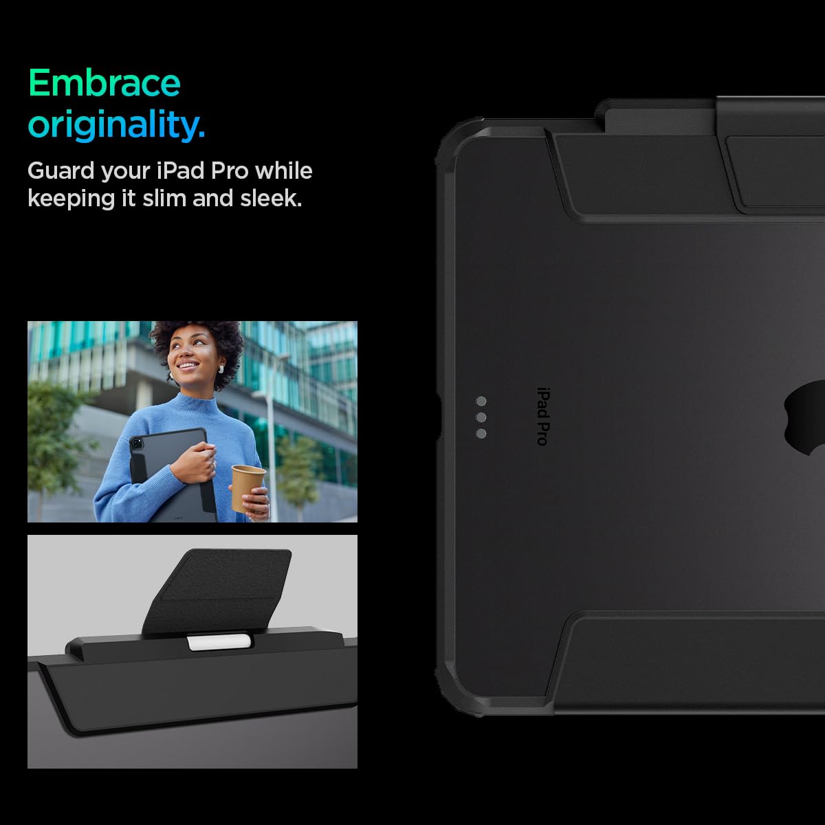 Spigen Ultra Hybrid Pro Case for iPad Pro 13 inch (2024, M4 Chip) - Clear Transparent Back with Pencil Holder, Slim Protective Cover - Perfect for Work, School & Travel