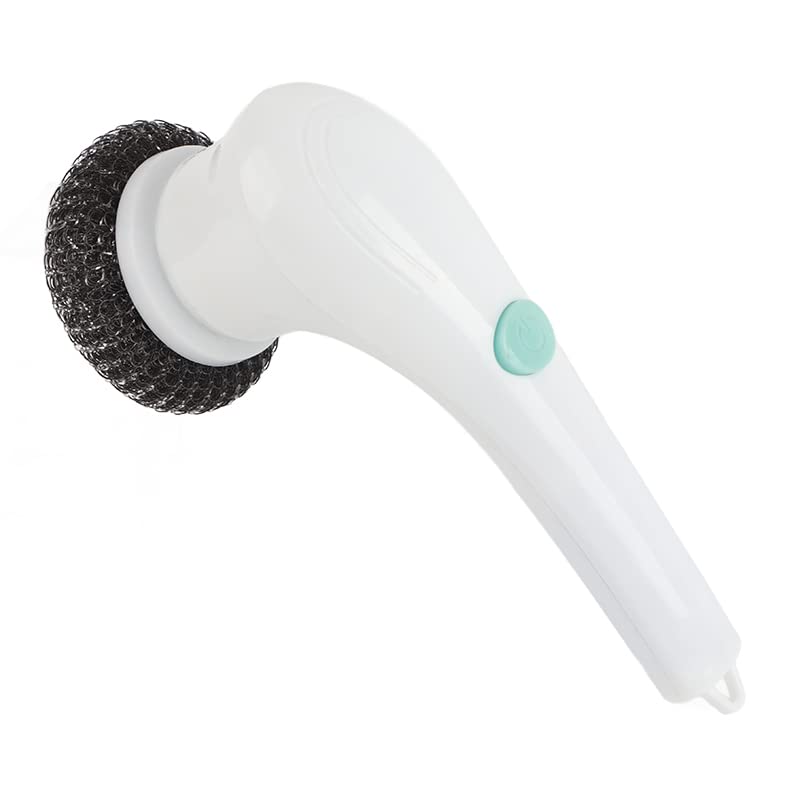 Electric Spin Scrubber - USB Rechargeable Handheld Cleaning Brush with 5 Replaceable Brush Heads for Kitchen, Bathroom, Tile & Grout | Powerful Deep Cleaning for Home, RV & Car Detailing (White)