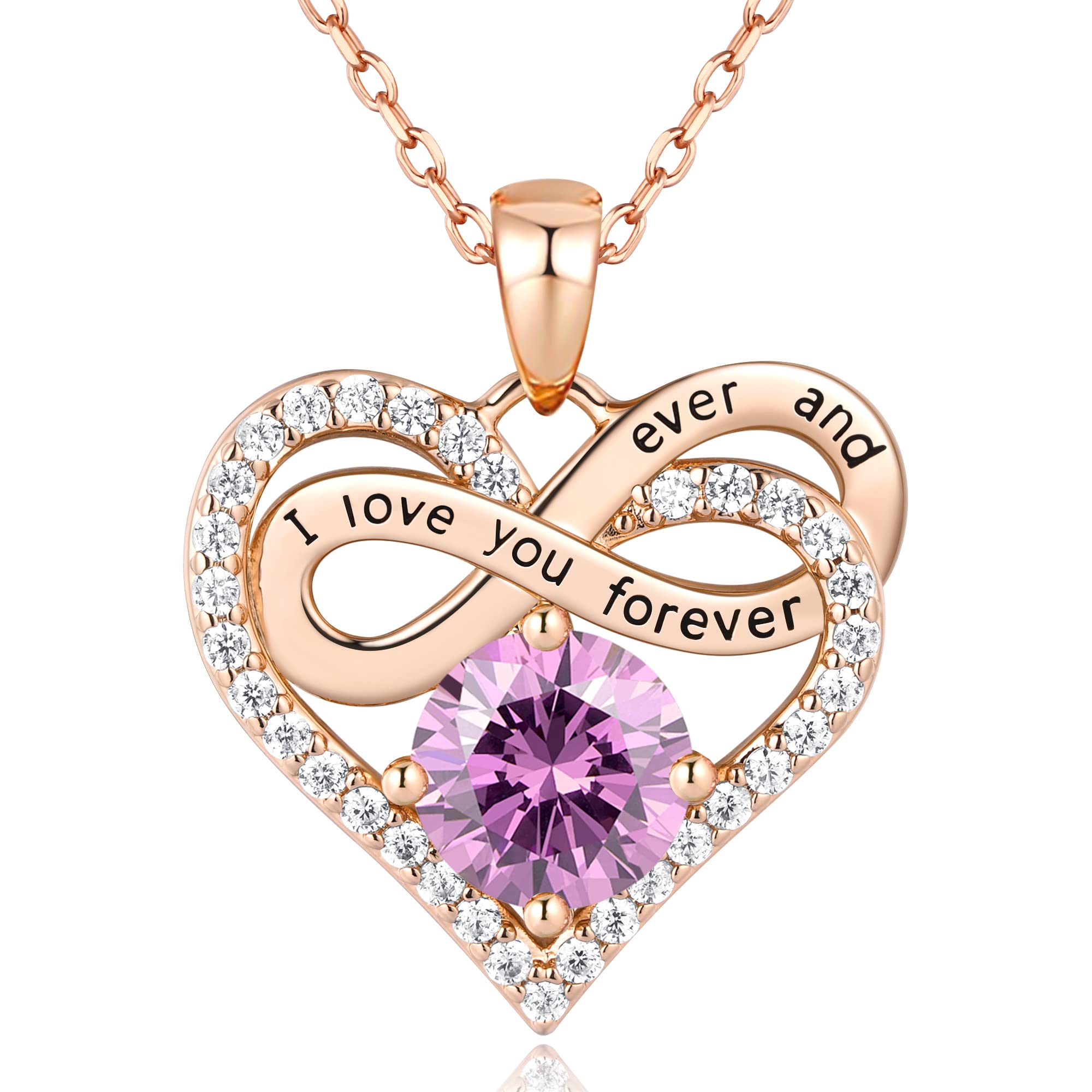 Jewlpire Sterling Silver Birthstone Heart Necklace for Women - S925 Silver Mother's Day Gift, Anniversary & Birthday Present for Wife - Perfect for Valentine's Day, Wedding, Christmas & Special Occasions