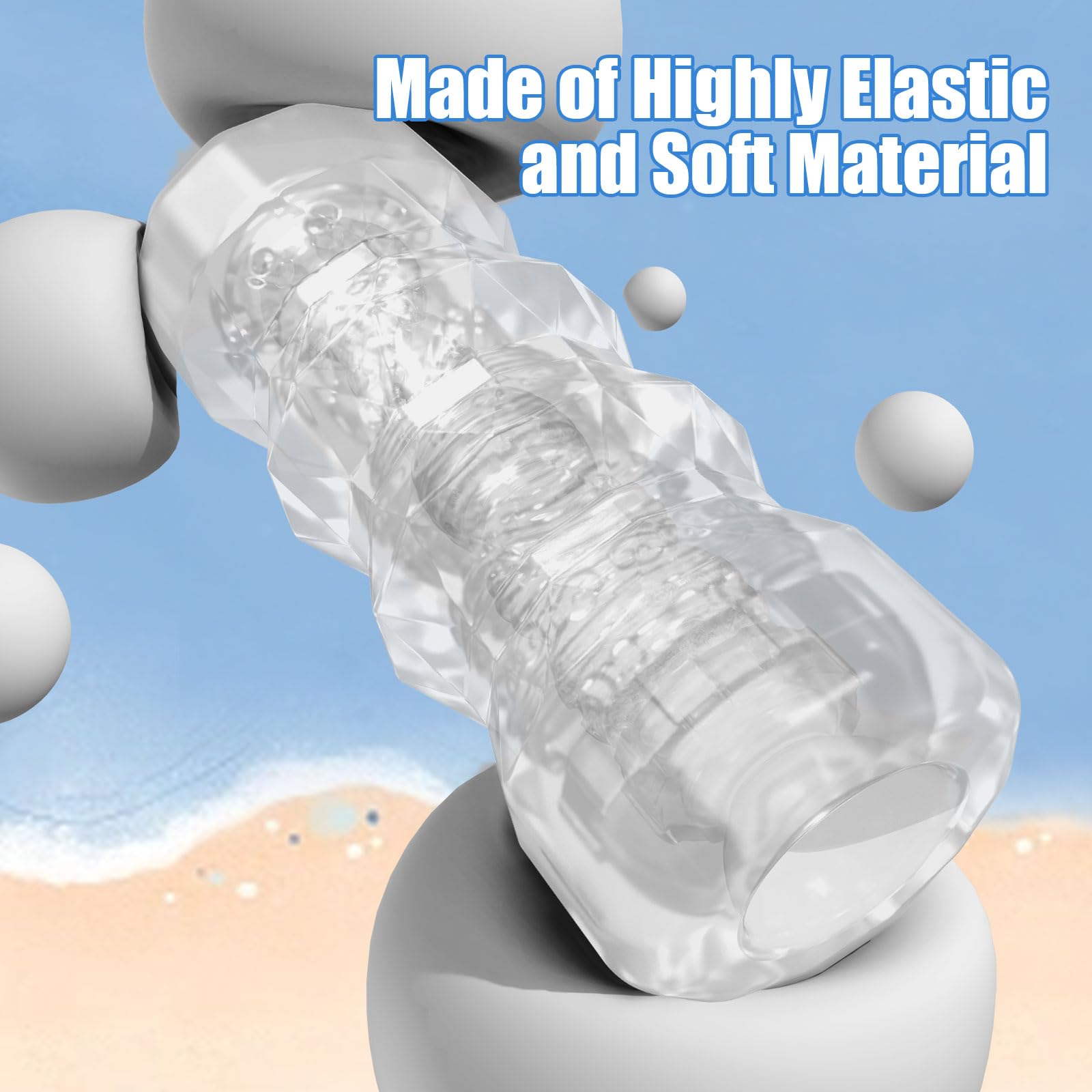 Realistic Transparent Male Masturbator - TPE Pocket Pussy Stroker with 3D Textured Sleeve for Enhanced Pleasure | Penis Training & Blowjob Simulation Sex Toy for Men | Includes Storage Box | Perfect for Solo Play & Couples Foreplay (Transparent)