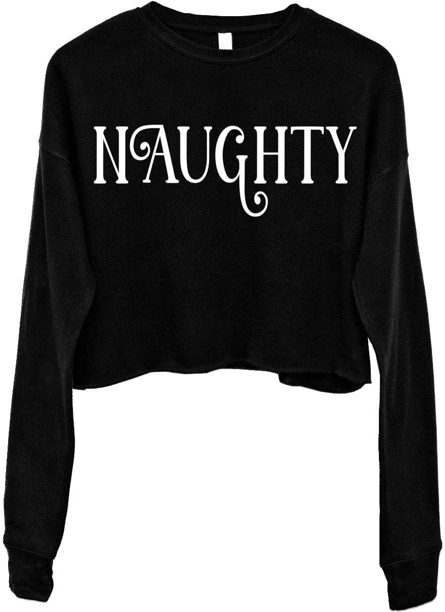 NoBull Women's Naughty or Nice-Ish Cropped Ugly Christmas Sweater - Festive Holiday Party Outfit for Xmas Gatherings, Office Parties & Family Photos