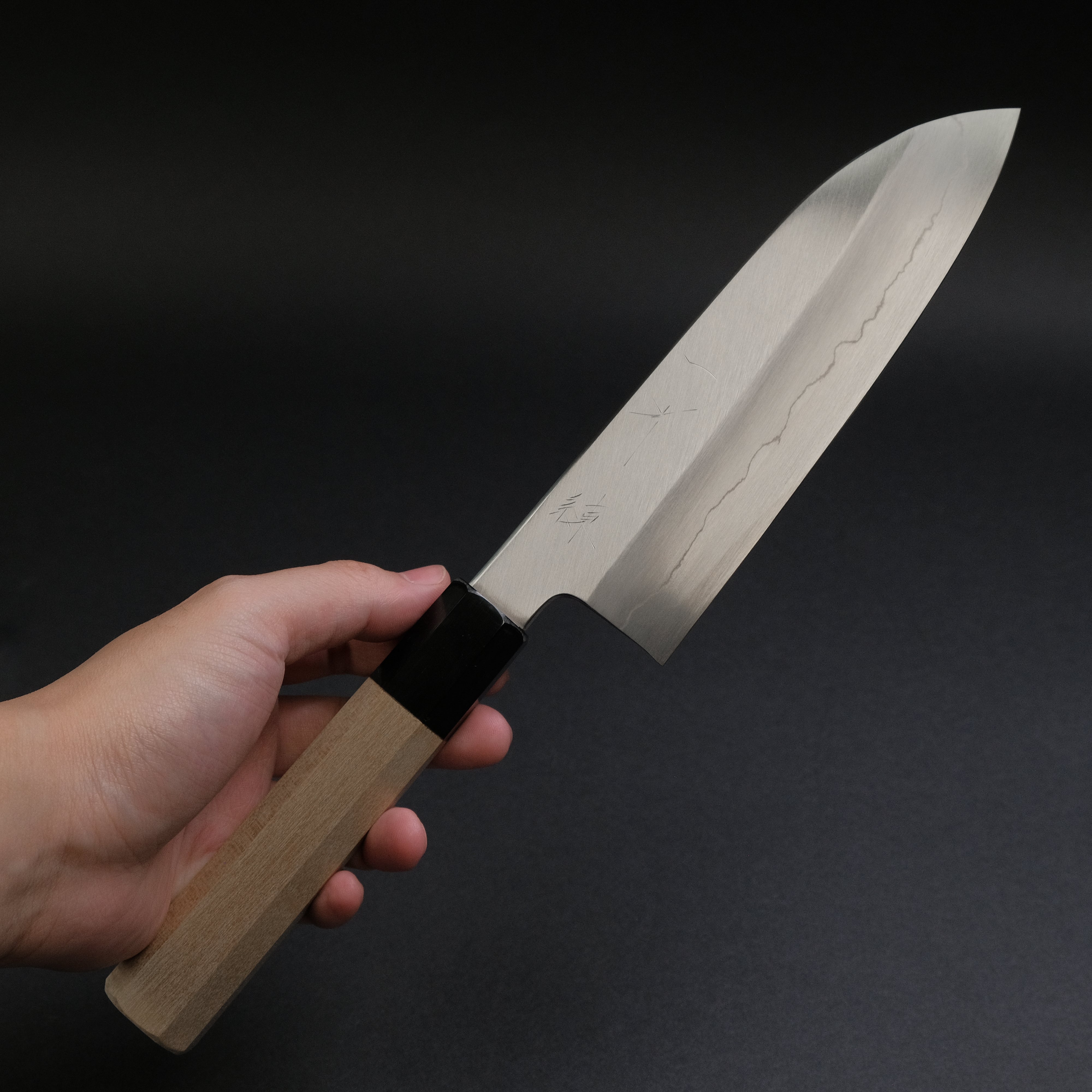 Hitohira Kikuchiyo Ren Silver #3 Santoku Knife 180mm - Japanese Ho Wood Handle - Professional Chef Knife for Slicing, Dicing & Chopping - Perfect for Home Kitchen & Restaurant Use