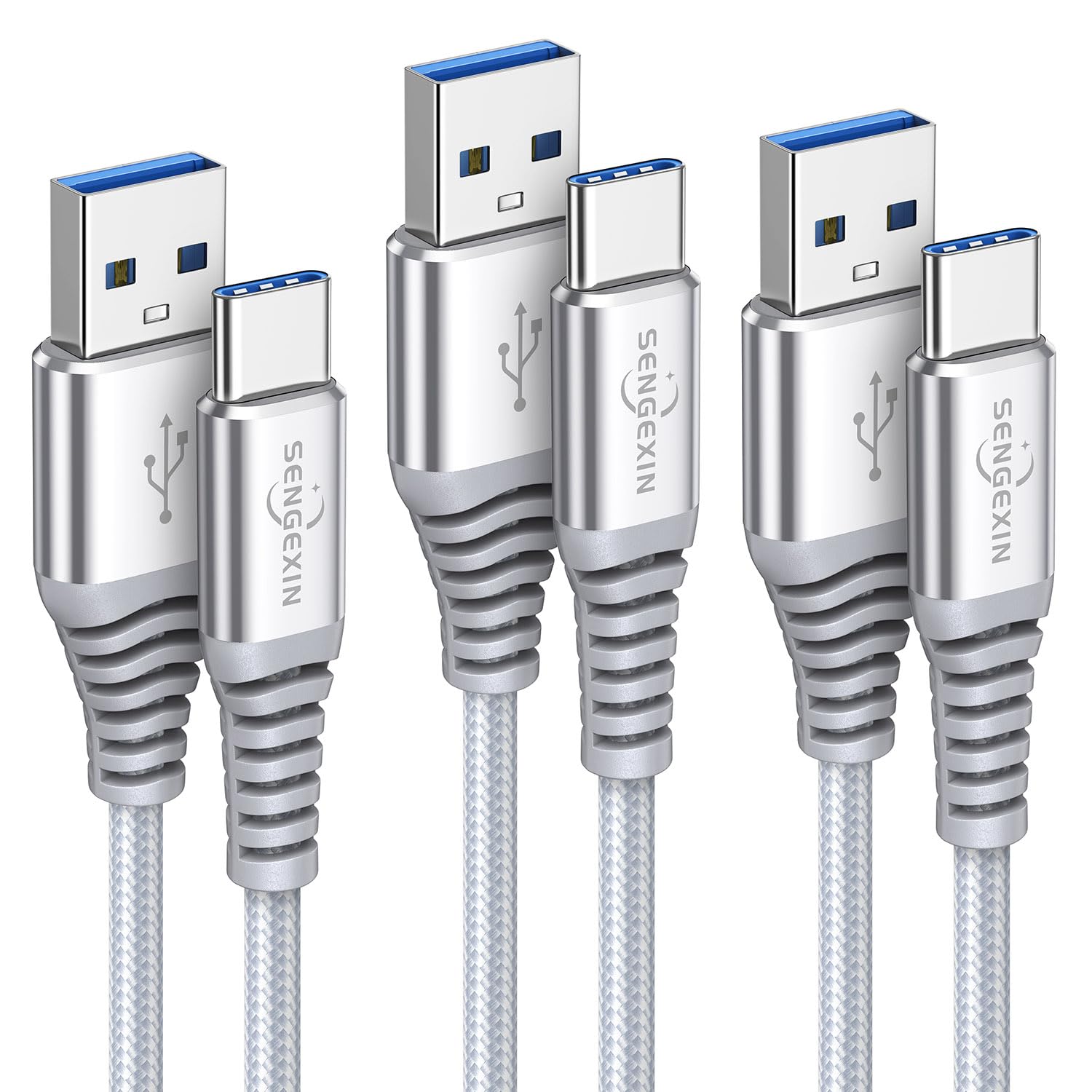 3-Pack 6.6ft USB C to USB A Fast Charging Cable, 4A Braided Nylon Cord for Samsung Galaxy S23/S22/S21/S20/S10/S9/S8/Note 20/10 & A Series - Durable Charger for Home, Office & Travel