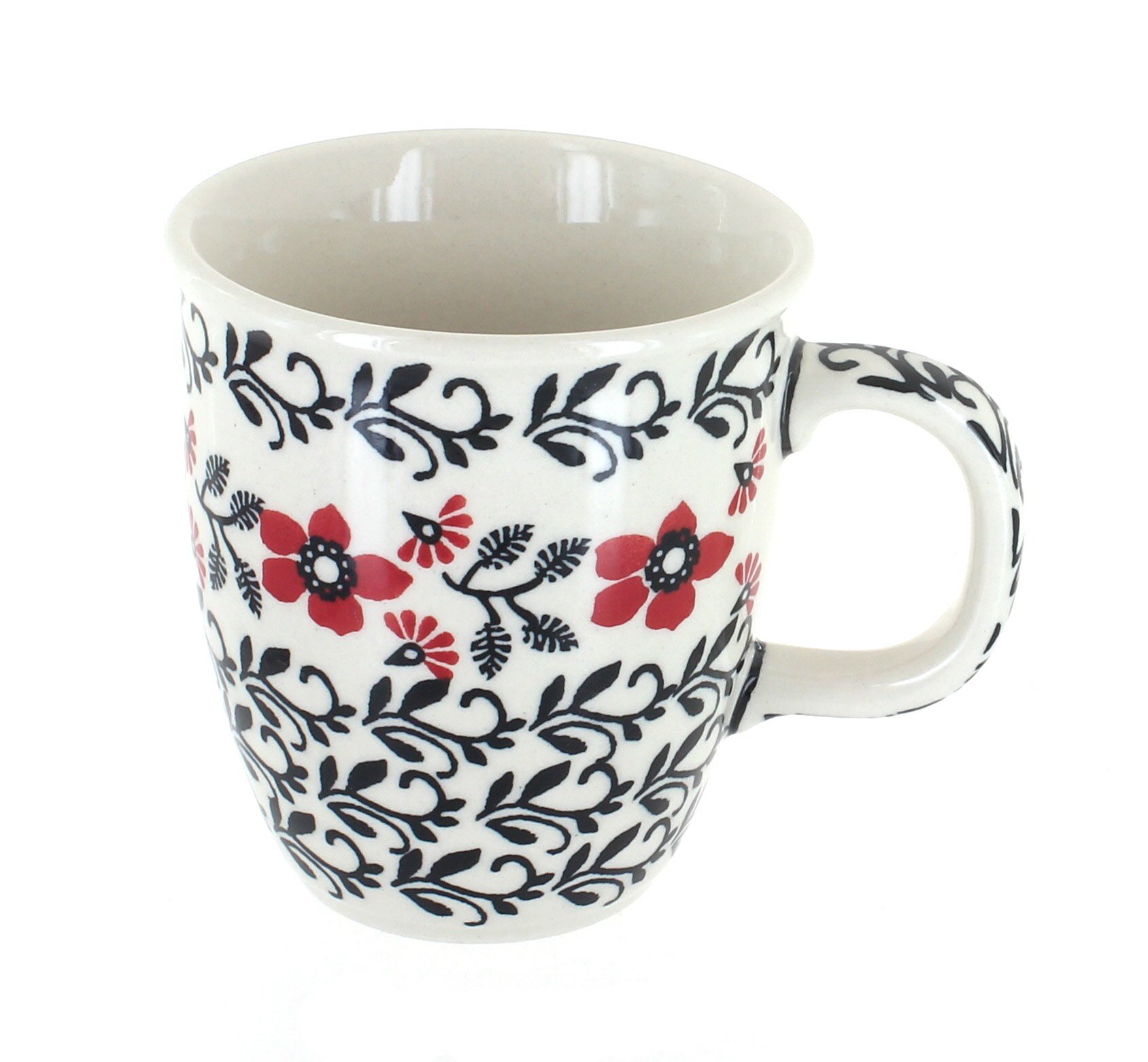Handmade Blue Rose Polish Pottery Coffee Mug - Scarlett Ivy Design - Perfect for Tea, Coffee & Hot Chocolate - Elegant Gift for Home & Office Use