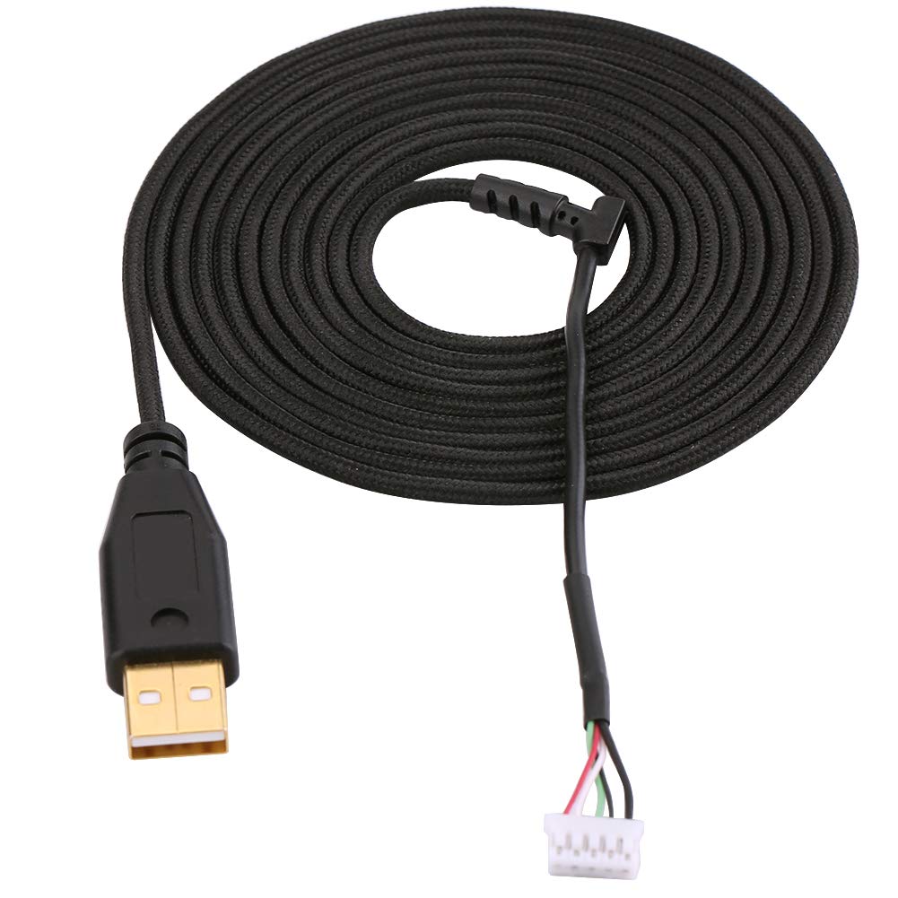 5-Pin Gaming Mouse Cable 2.2m - Replacement Cord for Razer Naga 2014 - Durable Black Braided Wire for PC Gaming & Home Office Use