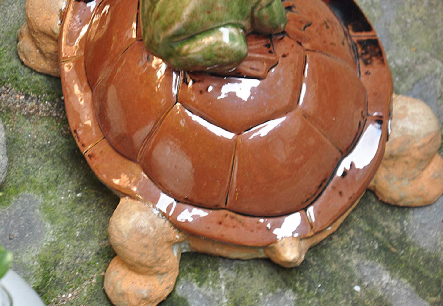Ceramic Turtle Statue for Garden Decor - Handmade Outdoor Animal Sculpture, Unique Frog Ornament & Novelty Garden Decoration for Patio, Yard, or Lawn Accent