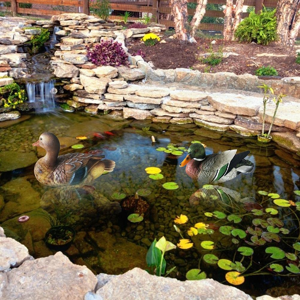 Floating Mandarin Duck Statue - Handcrafted Garden Pond Decor for Outdoor Water Features | Perfect for Ponds, Fountains & Backyard Landscaping