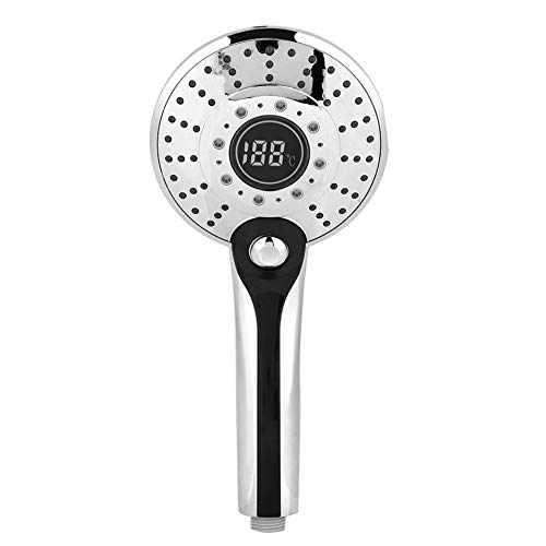 ZZTT High Pressure Digital LED Shower Head with 3-Color Temperature Display & 3 Spray Modes - Silver Electroplated Handheld Shower for Bathroom, Spa, and Relaxation