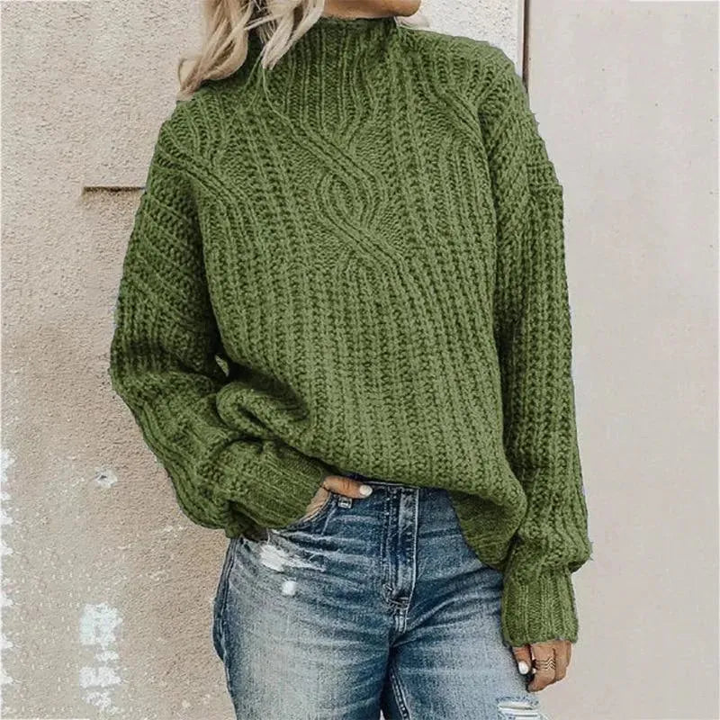 Women's Twist Turtleneck Sweater - Soft Knit Pullover for Fall & Winter - Cozy Office Wear & Casual Outfits
