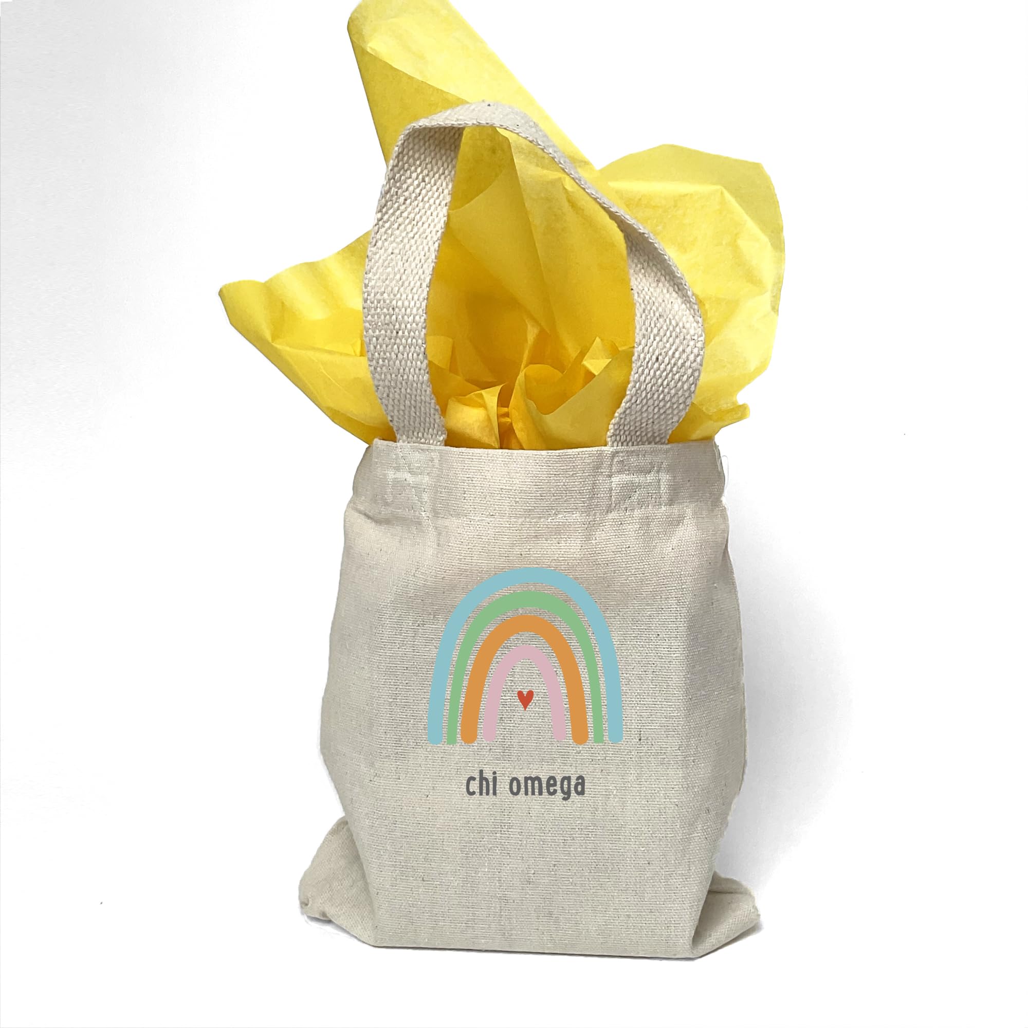 Rainbow Mini Tote Bag - Cute Small Gift Bags for Sorority Sisters - Party Favors & Goodie Bags - Perfect for Sorority Events, Bridal Showers & Birthday Party Gifts