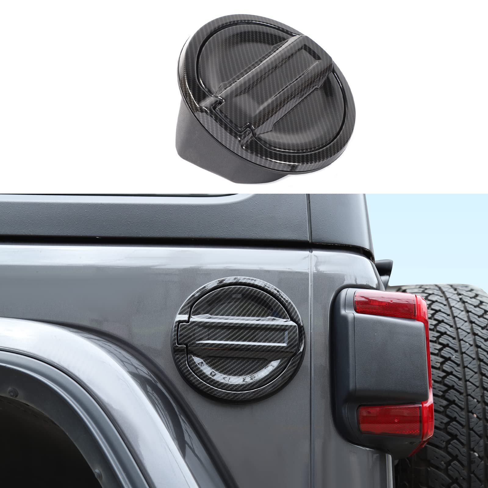 Premium Carbon Fiber Fuel Filler Door & Gas Tank Cap Cover for 2018-2023 Jeep Wrangler JL/JLU & Gladiator - Durable Accessory Upgrade for Off-Road Protection & Style Enhancement