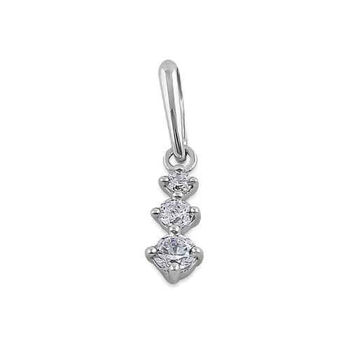 14K White Gold Triple Round Cubic Zirconia Pendant Necklace - Elegant Jewelry for Women, Perfect for Parties, Weddings & Everyday Wear