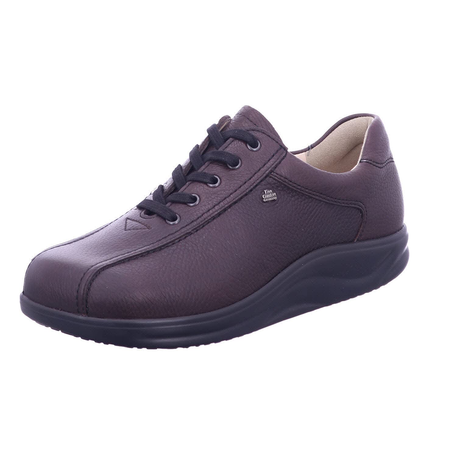 Finn Comfort Men's Watford Brown Leather Sneakers - Cork & Latex Footbed - Comfortable Casual Shoes for Walking, Travel & Everyday Wear