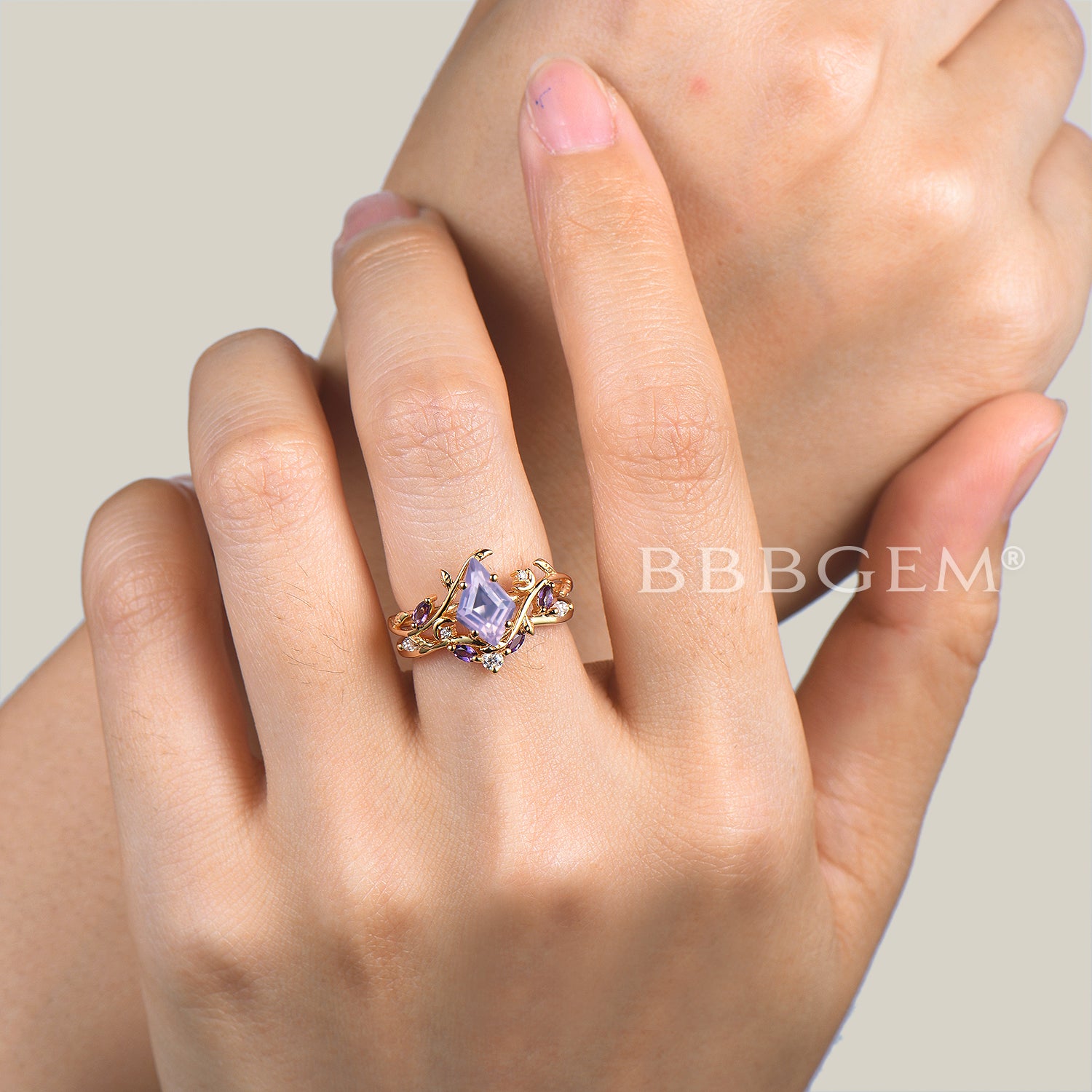 Natural Lavender Amethyst Kite Cut Ring Set – Elegant Leaf Engagement Ring for Women | Perfect for Weddings, Anniversaries & Romantic Gifts