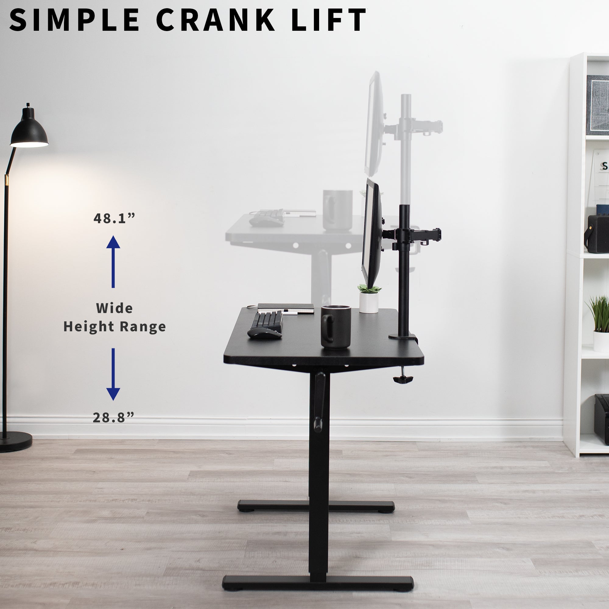 CB Series Manual Height Adjustable Desk - Ergonomic Standing Desk for Home & Office - Perfect for Work, Study & Gaming
