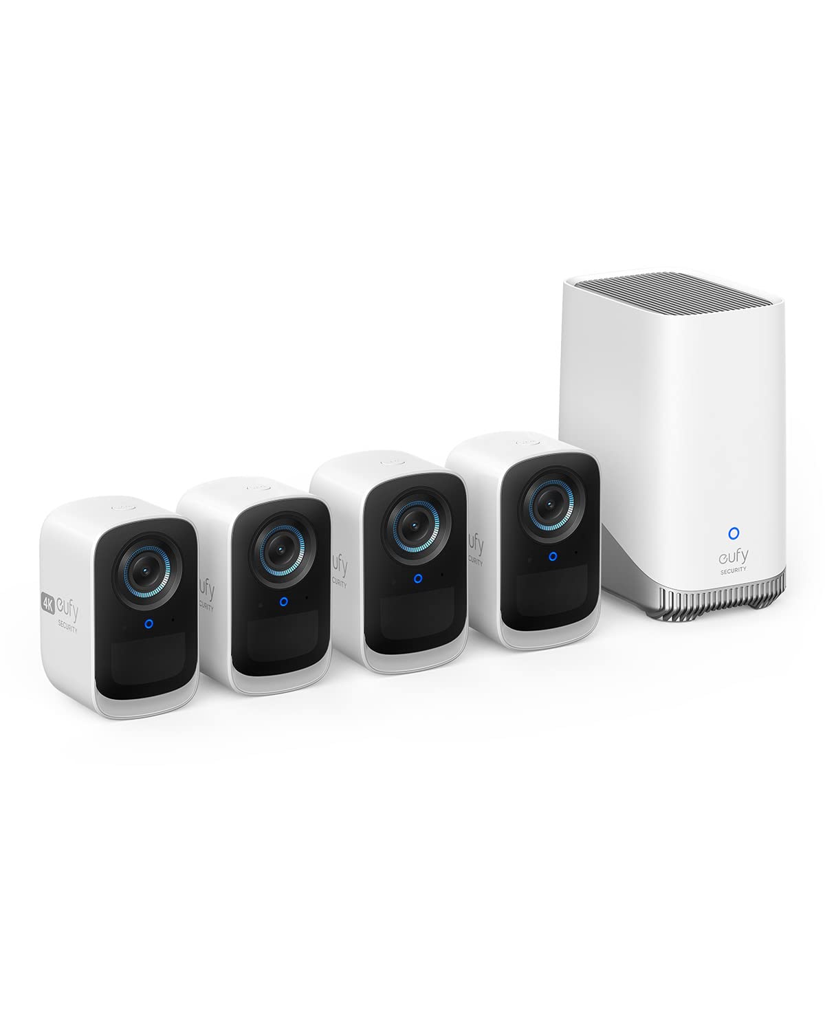 eufy Security eufyCam 3C 4-Camera Outdoor Wireless Security System - 4K Resolution, 16TB Expandable Local Storage, AI Face Recognition, Spotlight & Color Night Vision - No Monthly Fees (Renewed) - Perfect for Home Security, Business Surveillance & Property Monitoring