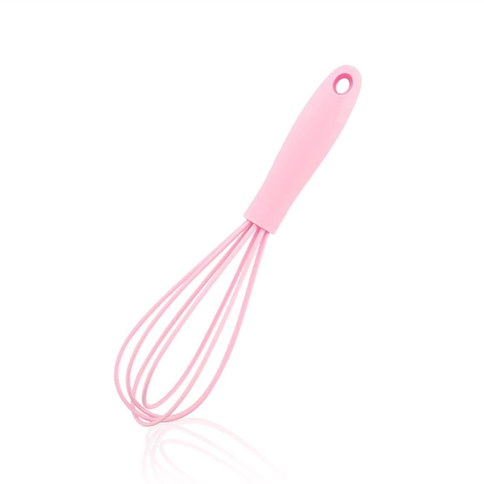 Pink Silicone Kitchen Whisk - Non-Slip Egg Beater & Milk Frother Tool (17x4x4cm) | Easy to Clean Baking Utensil for Mixing, Whisking Eggs & Making Coffee Foam | Perfect for Home Baking, Cooking & Coffee Making
